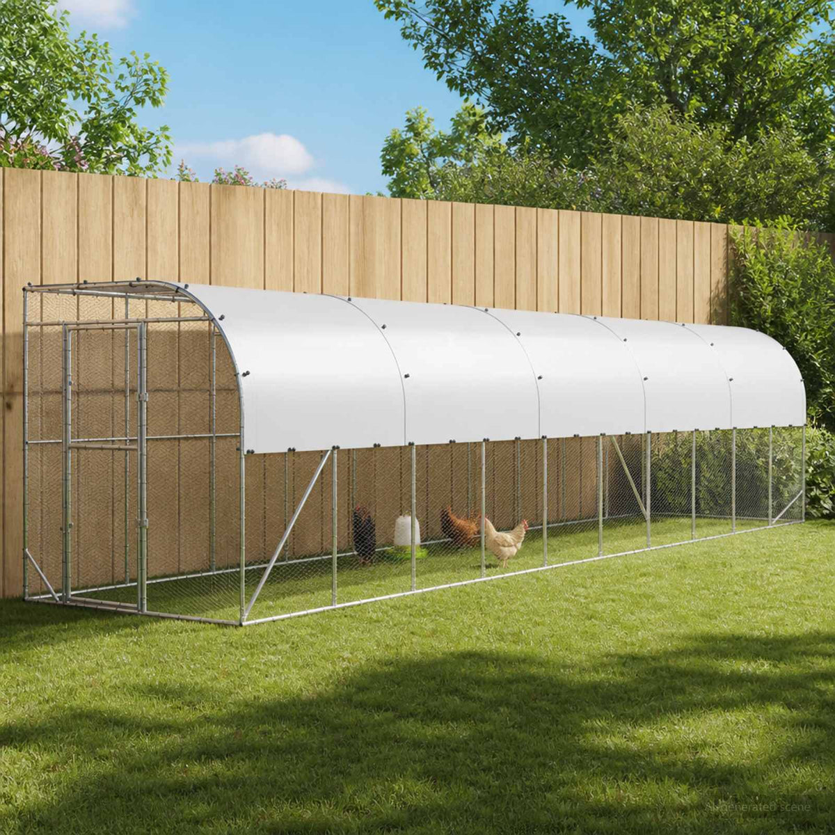 Hønsehus Mod Væg Sølv 600 x 150 x 215 cm Galvaniseret stål