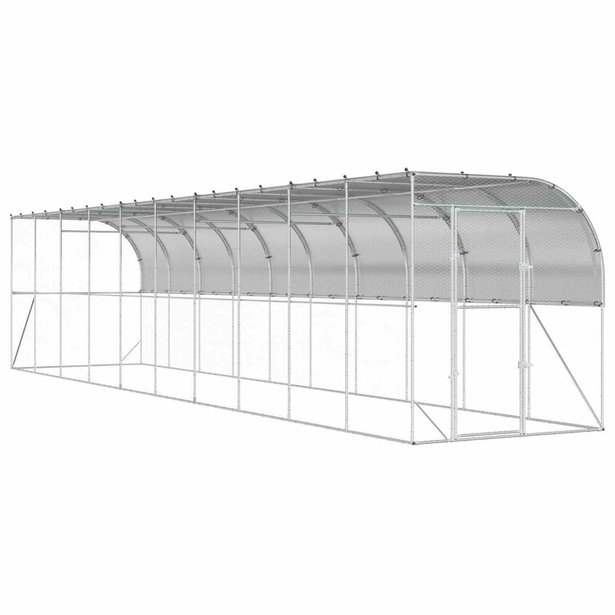 Hønsehus Mod Væg Sølv 600 x 150 x 215 cm Galvaniseret stål