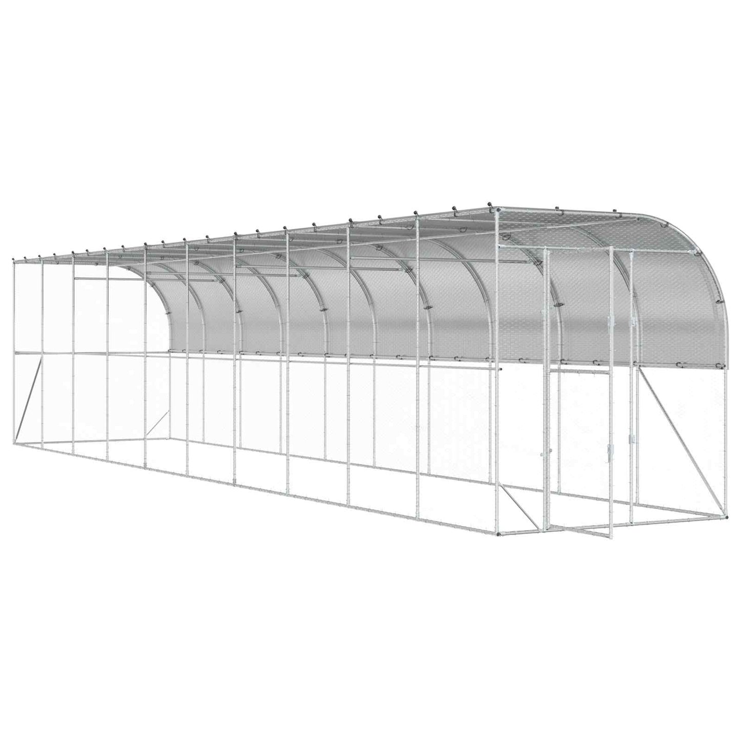Hønsehus Mod Væg Sølv 600 x 150 x 215 cm Galvaniseret stål