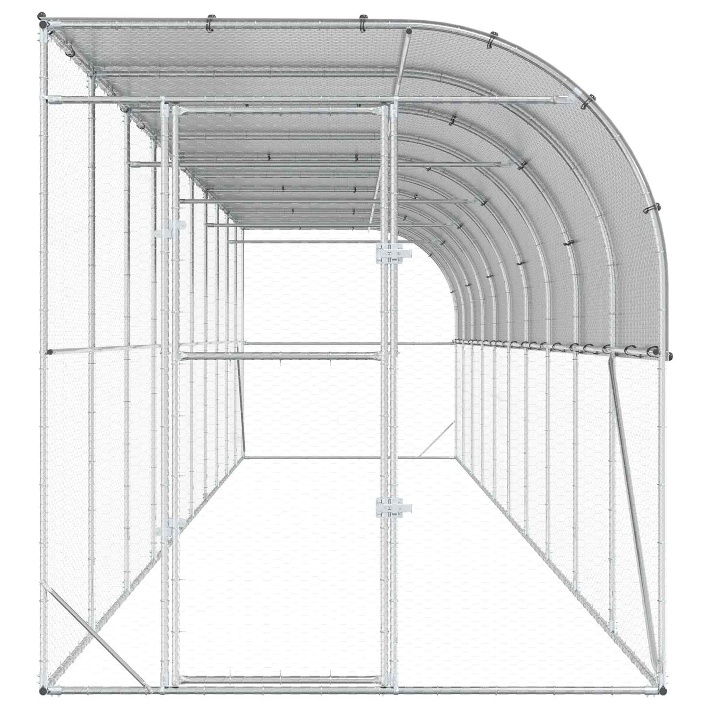 Hønsehus Mod Væg Sølv 600 x 150 x 215 cm Galvaniseret stål