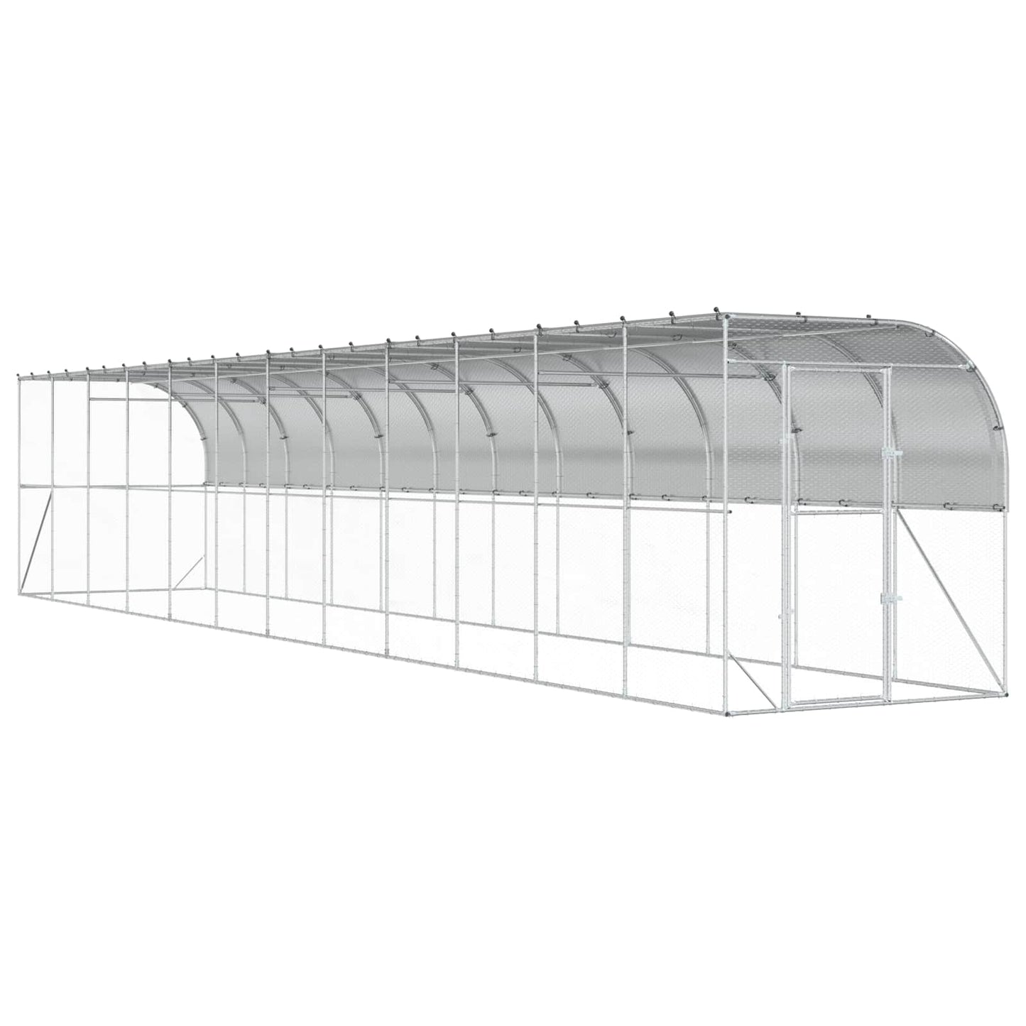 Hønsehus Mod Væg Sølv 600 x 150 x 215 cm Galvaniseret stål