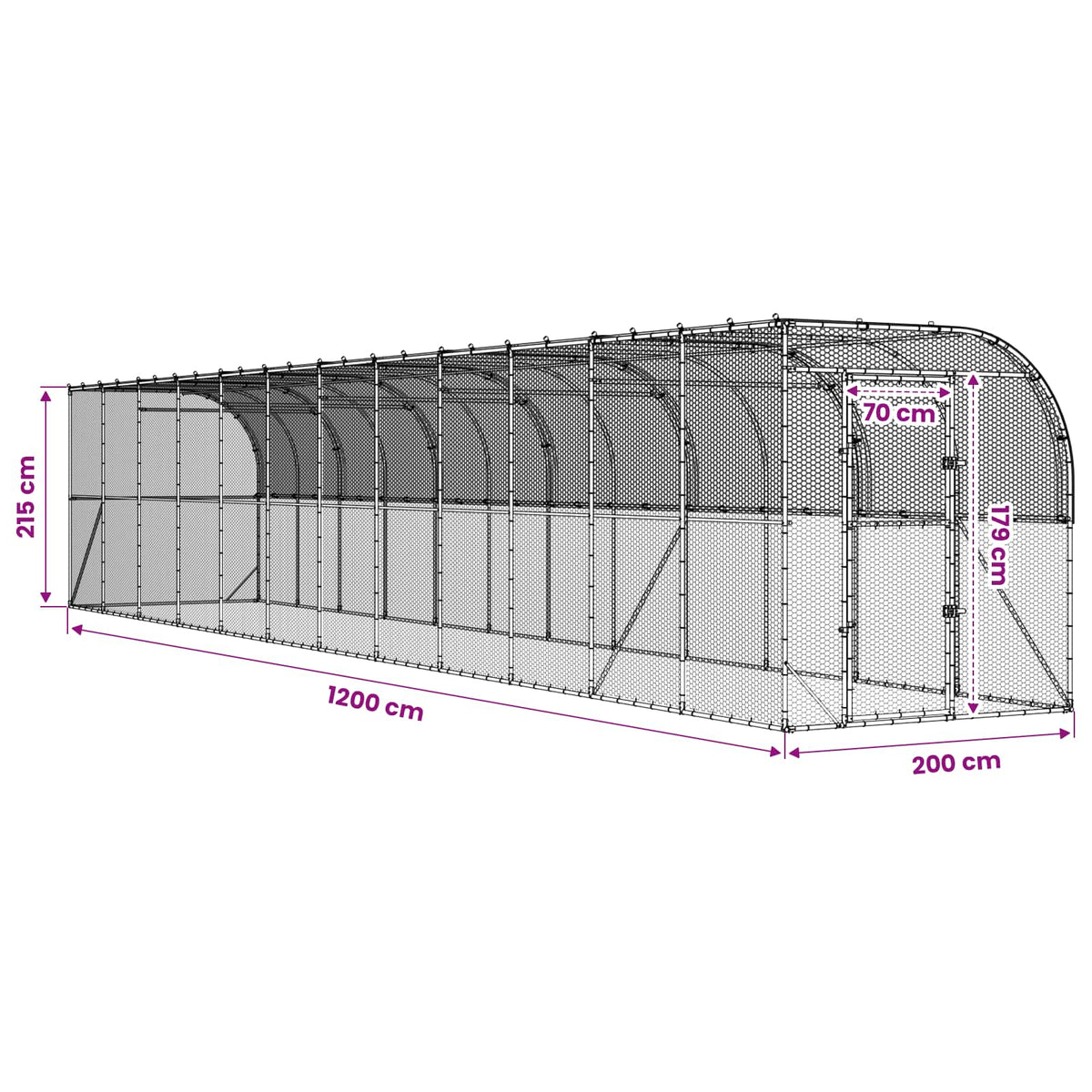 Hønsehus Mod Væg Sølv 600 x 150 x 215 cm Galvaniseret stål