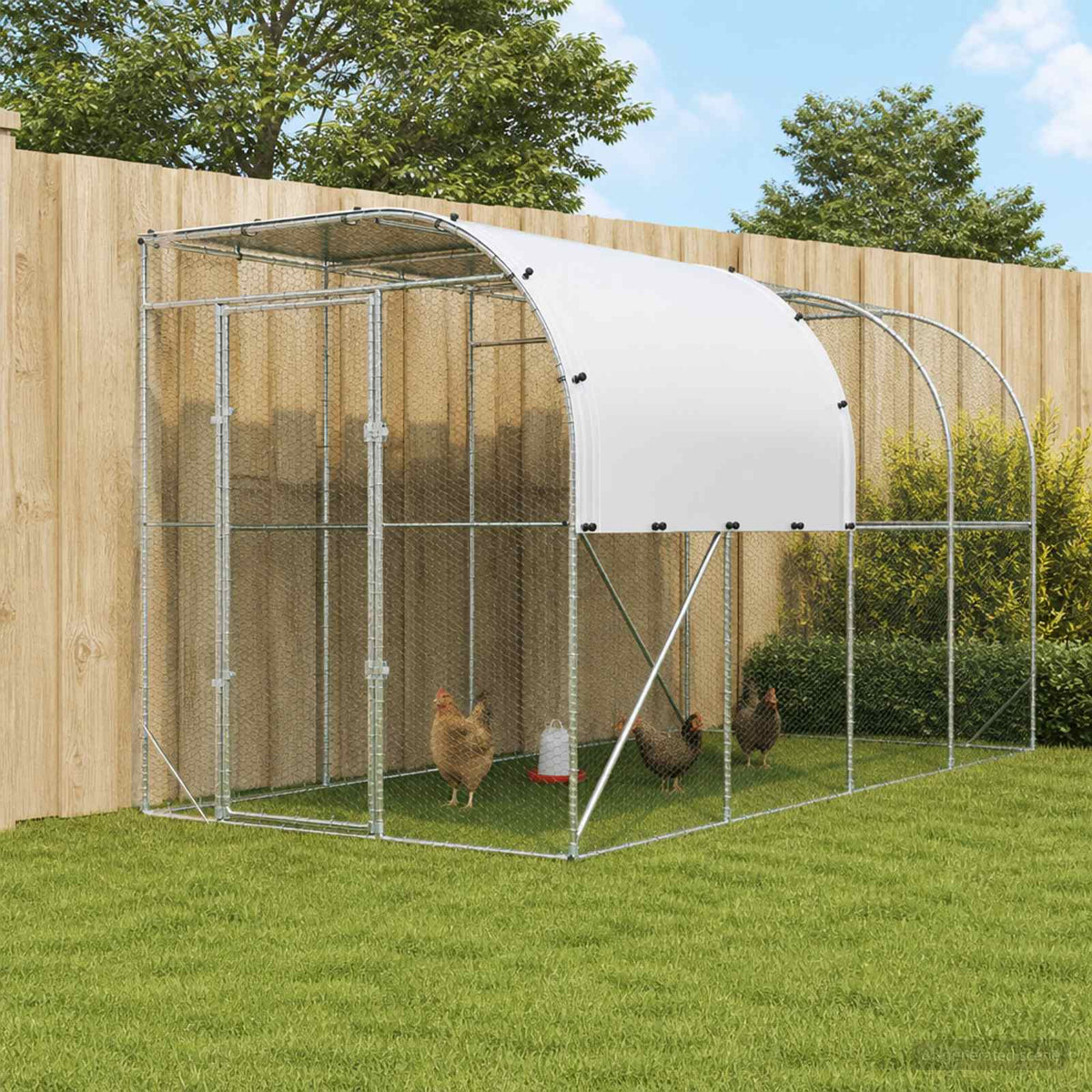Hønsehus Mod Væg Sølv 400 x 200 x 215 cm Galvaniseret stål