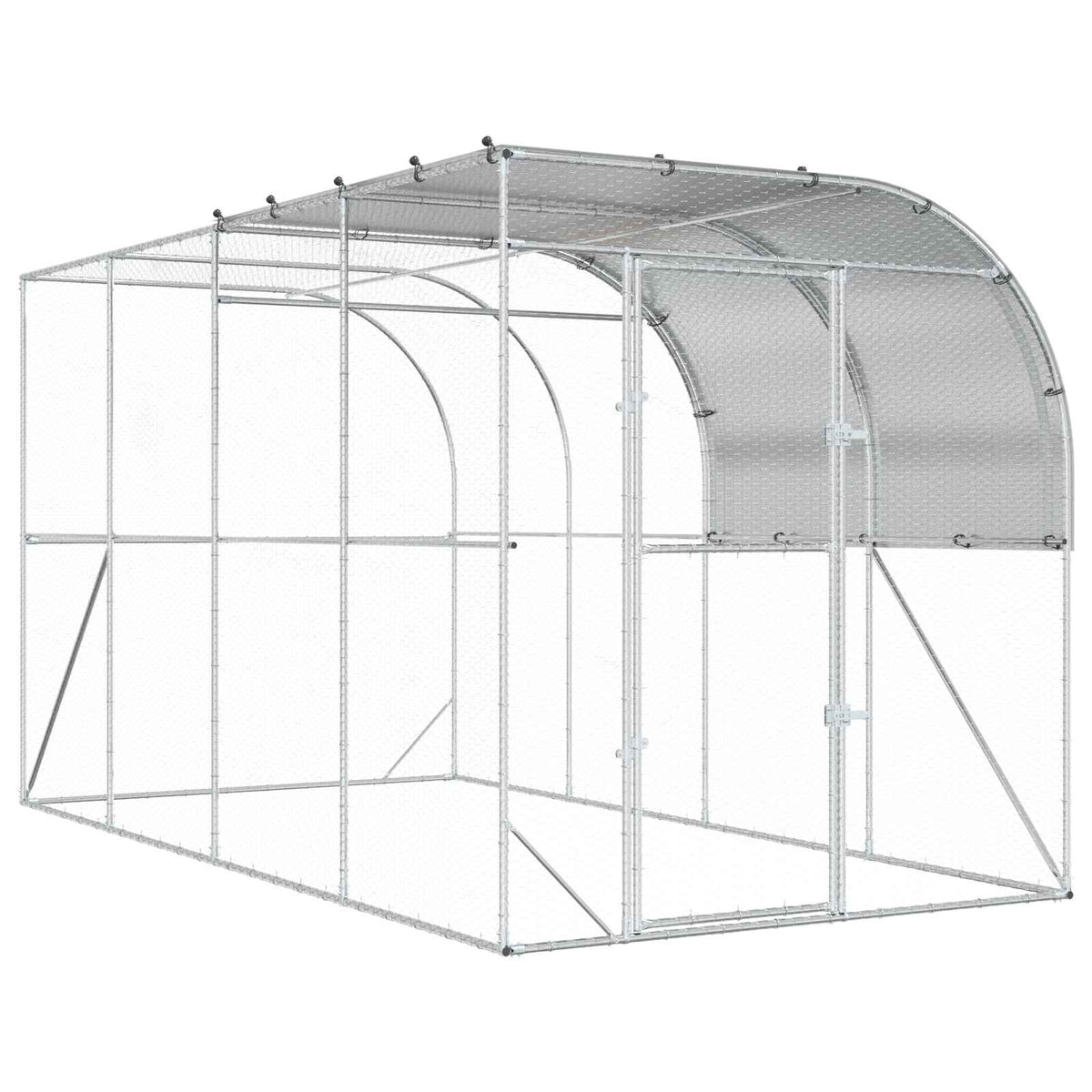 Hønsehus Mod Væg Sølv 400 x 200 x 215 cm Galvaniseret stål