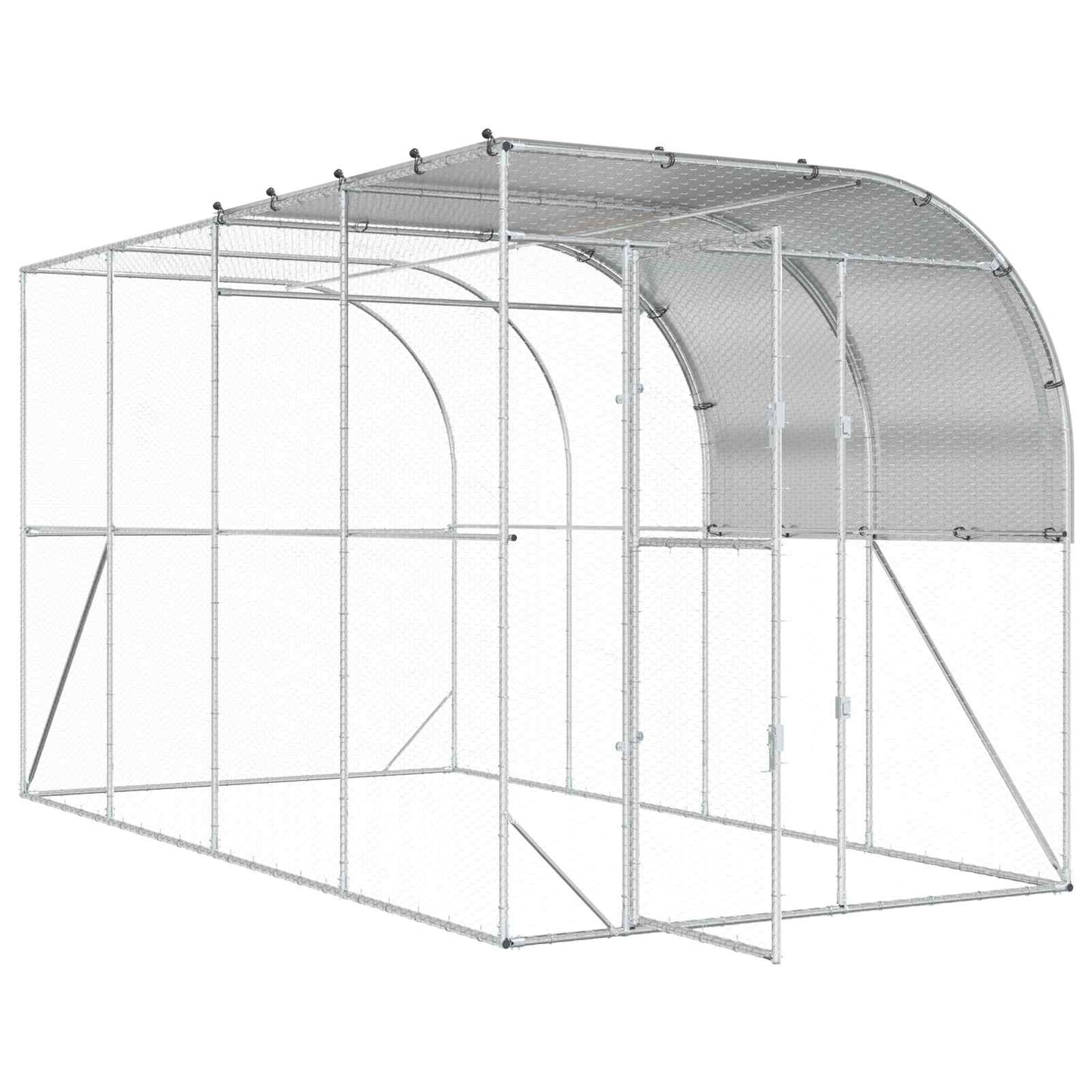 Hønsehus Mod Væg Sølv 400 x 200 x 215 cm Galvaniseret stål