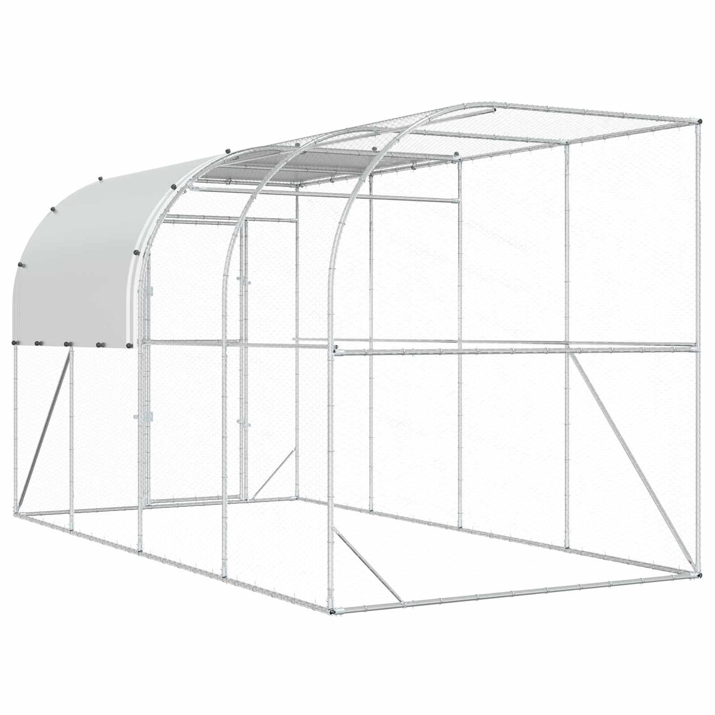 Hønsehus Mod Væg Sølv 400 x 200 x 215 cm Galvaniseret stål