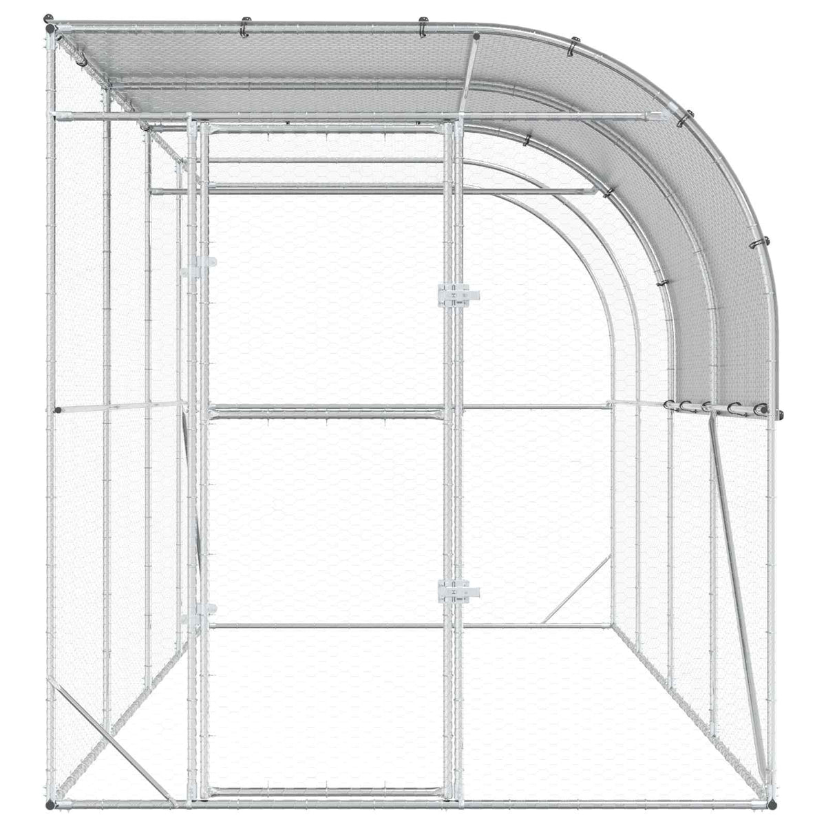 Hønsehus Mod Væg Sølv 400 x 200 x 215 cm Galvaniseret stål