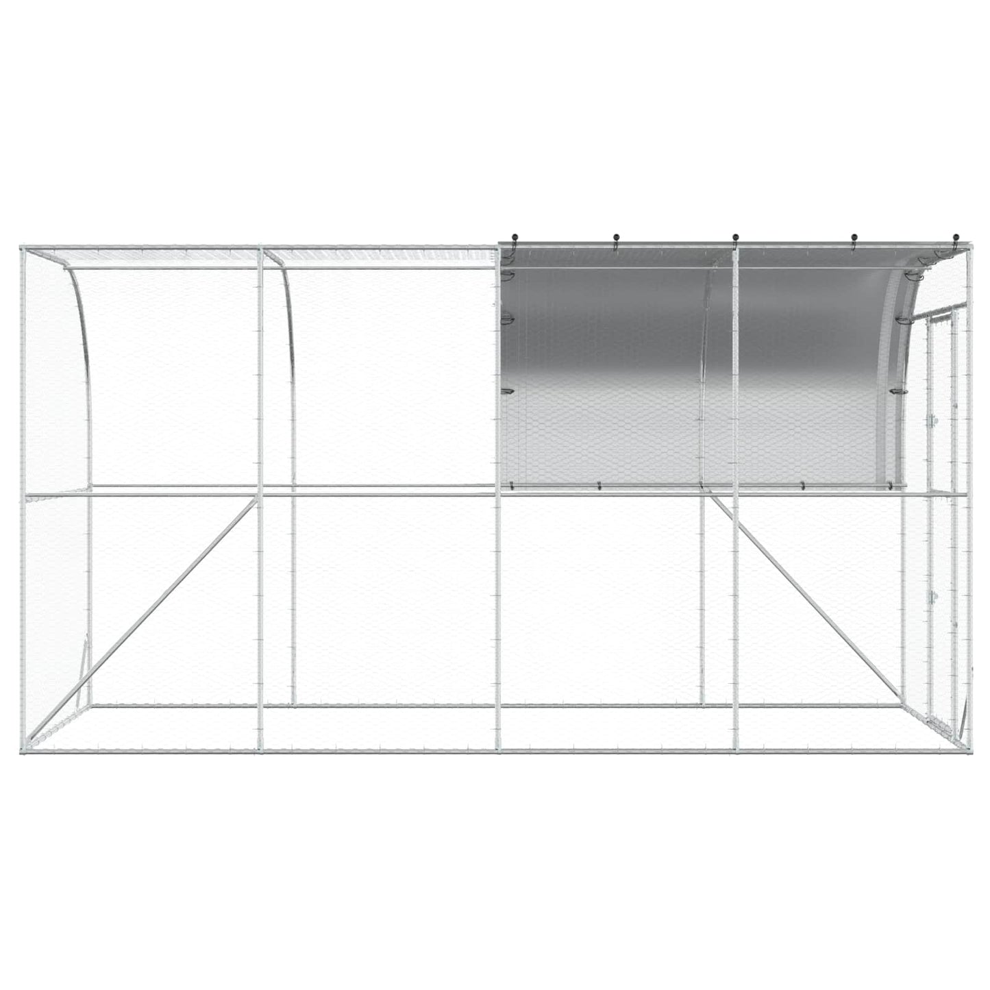 Hønsehus Mod Væg Sølv 400 x 200 x 215 cm Galvaniseret stål