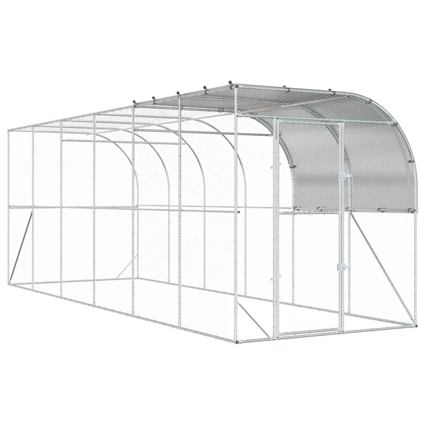 Hønsehus Mod Væg Sølv 600 x 200 x 215 cm Galvaniseret stål