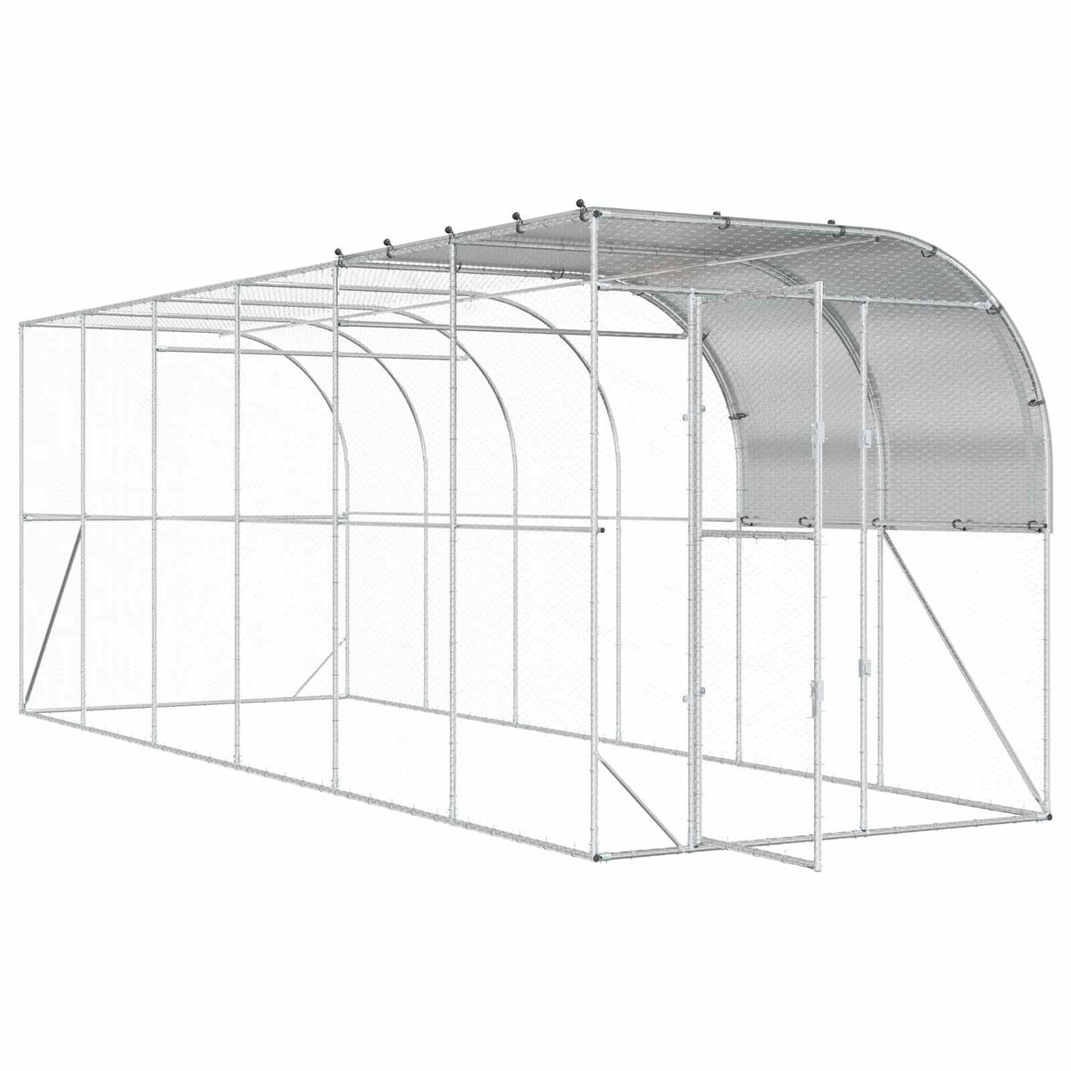Hønsehus Mod Væg Sølv 600 x 200 x 215 cm Galvaniseret stål