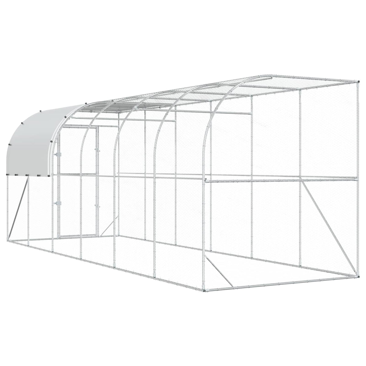 Hønsehus Mod Væg Sølv 600 x 200 x 215 cm Galvaniseret stål