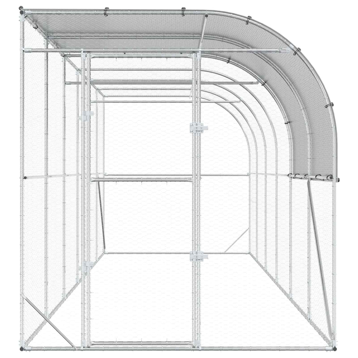 Hønsehus Mod Væg Sølv 600 x 200 x 215 cm Galvaniseret stål