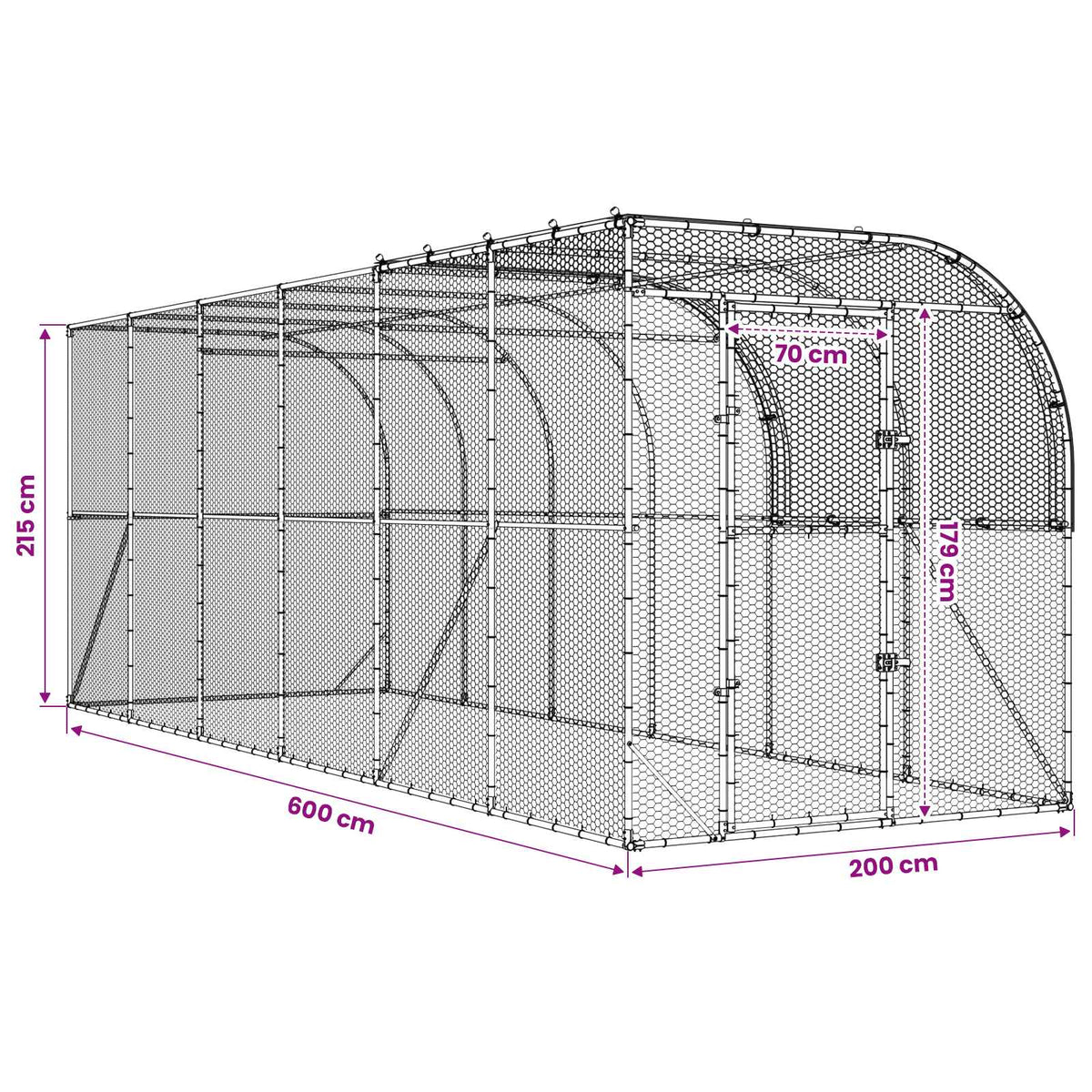 Hønsehus Mod Væg Sølv 600 x 200 x 215 cm Galvaniseret stål