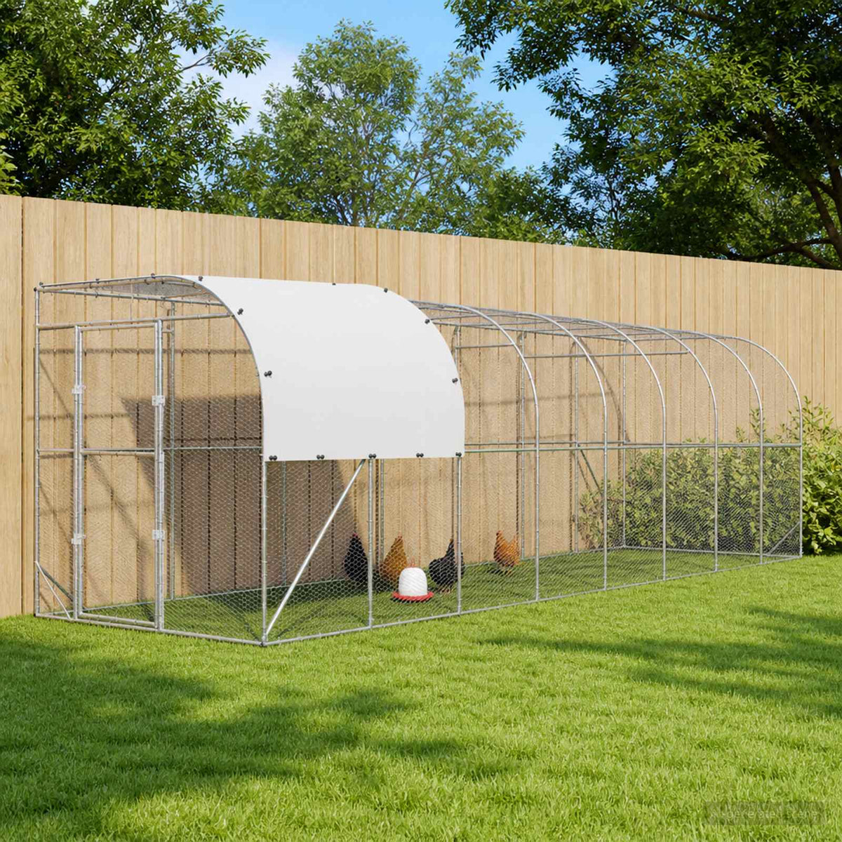 Hønsehus Mod Væg Sølv 800 x 200 x 215 cm Galvaniseret stål