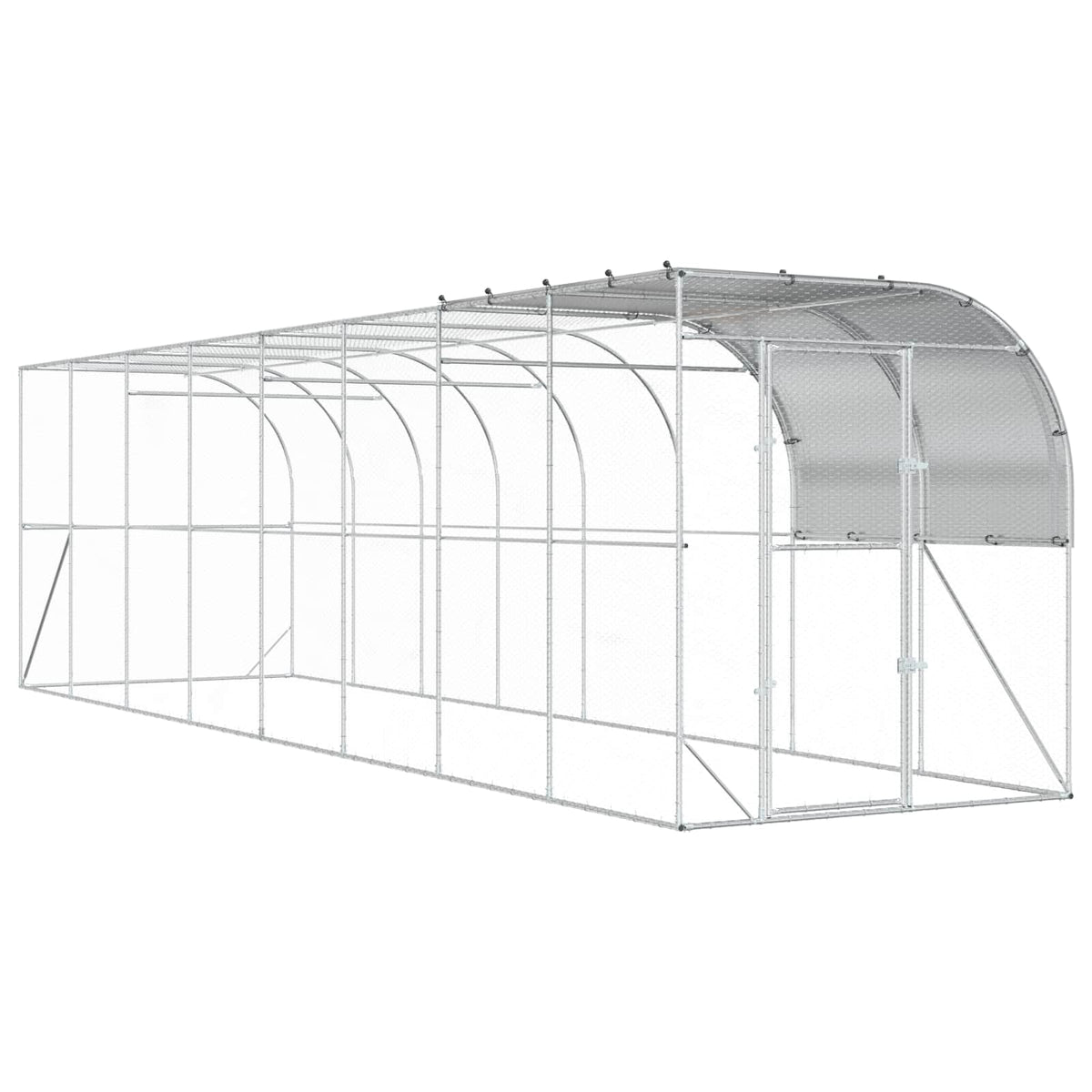 Hønsehus Mod Væg Sølv 800 x 200 x 215 cm Galvaniseret stål