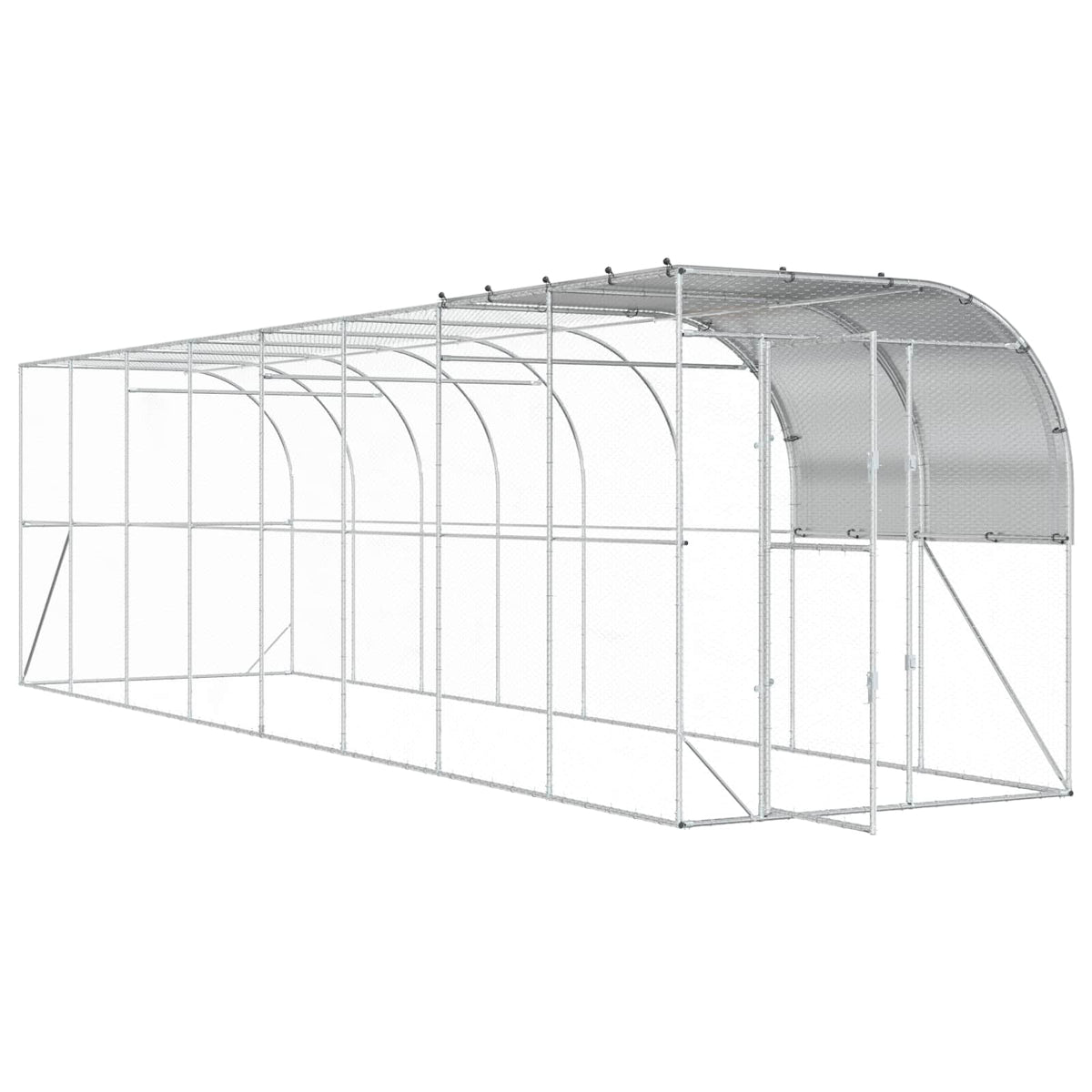Hønsehus Mod Væg Sølv 800 x 200 x 215 cm Galvaniseret stål