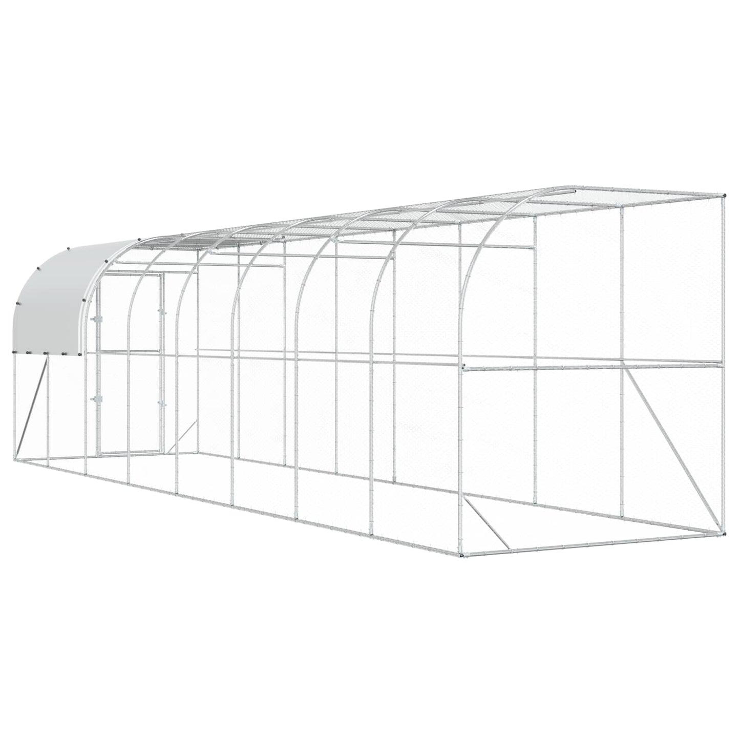 Hønsehus Mod Væg Sølv 800 x 200 x 215 cm Galvaniseret stål