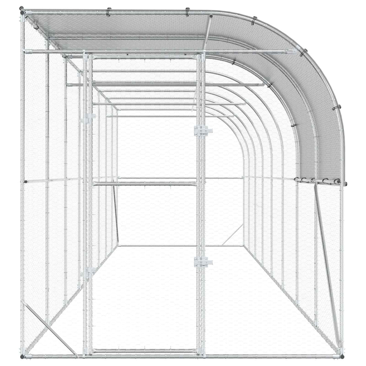 Hønsehus Mod Væg Sølv 800 x 200 x 215 cm Galvaniseret stål