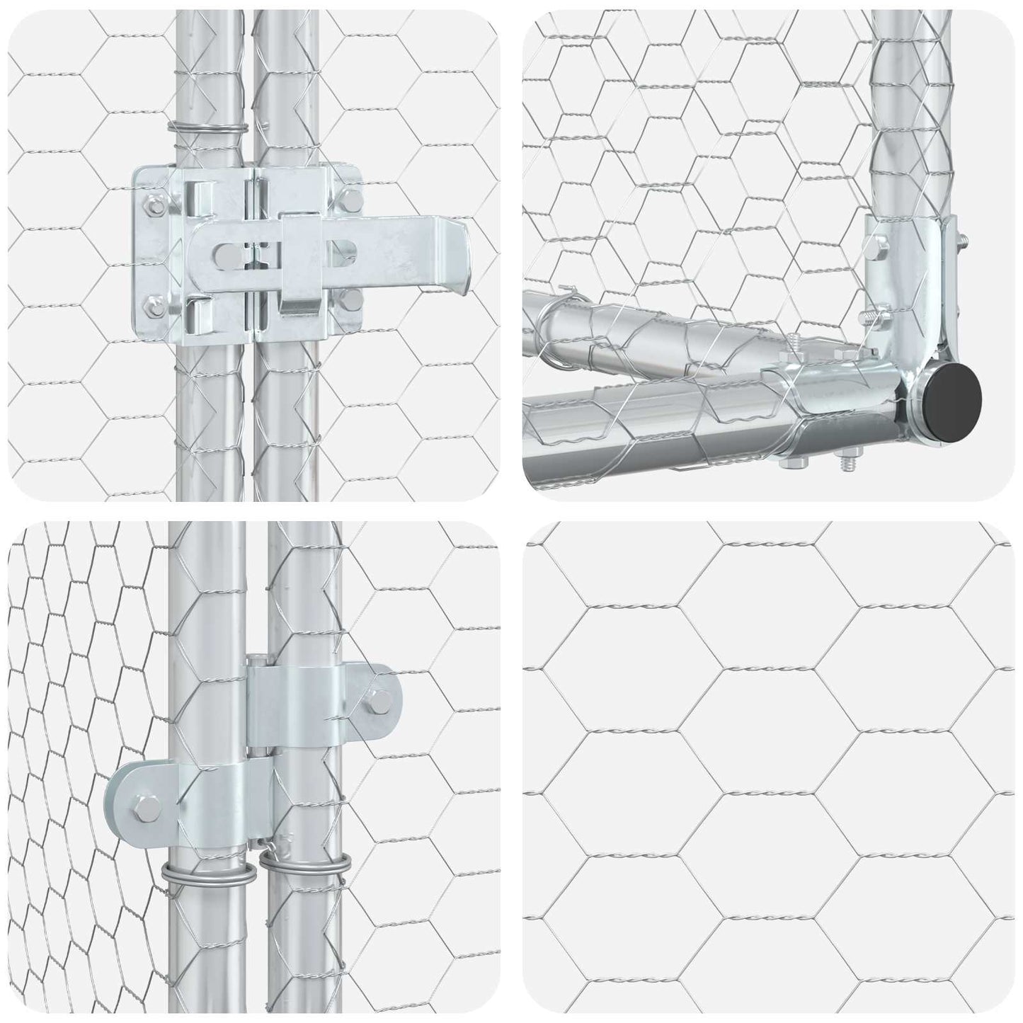 Hønsehus Mod Væg Sølv 1000 x 200 x 215 cm Galvaniseret stål