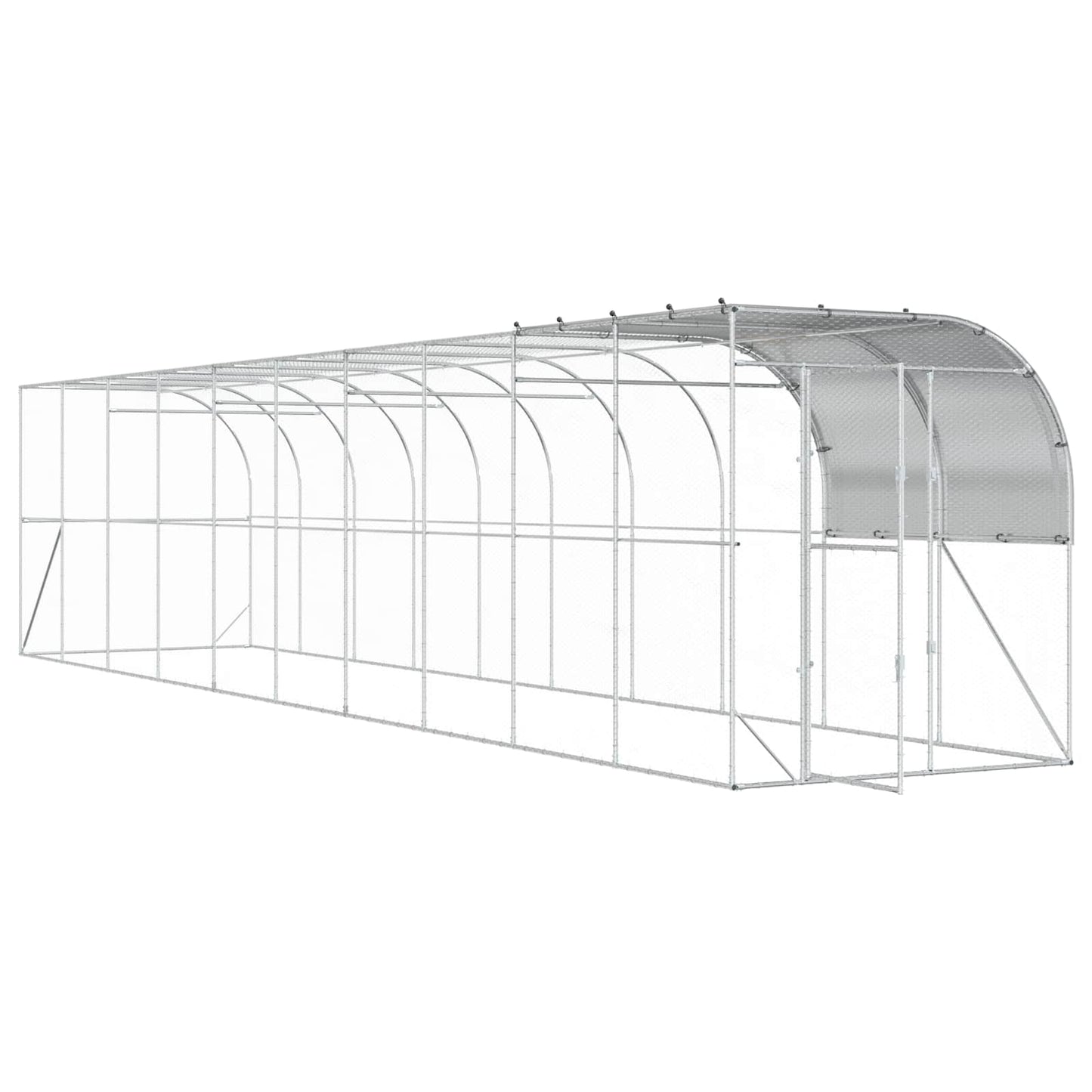 Hønsehus Mod Væg Sølv 1000 x 200 x 215 cm Galvaniseret stål