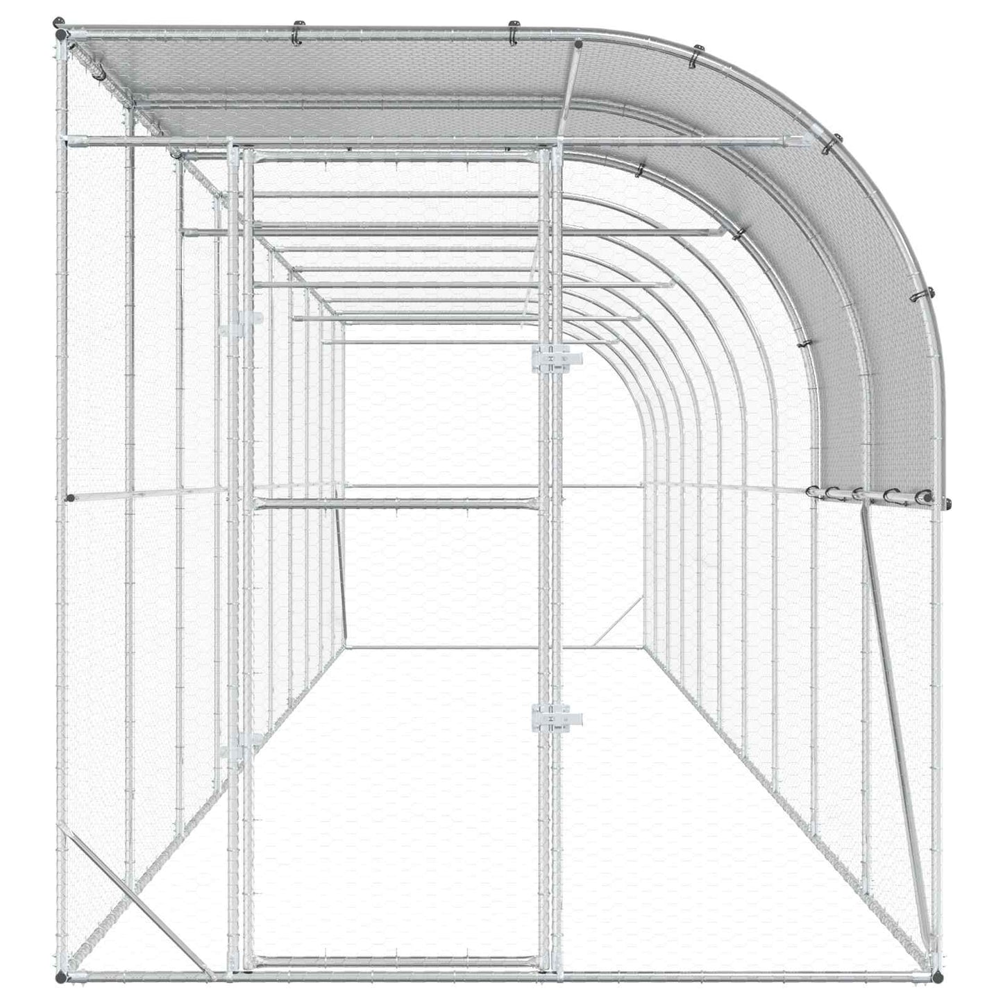 Hønsehus Mod Væg Sølv 1000 x 200 x 215 cm Galvaniseret stål