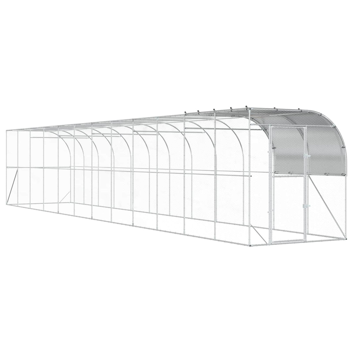 Hønsehus Mod Væg Sølv 1200 x 200 x 215 cm Galvaniseret stål