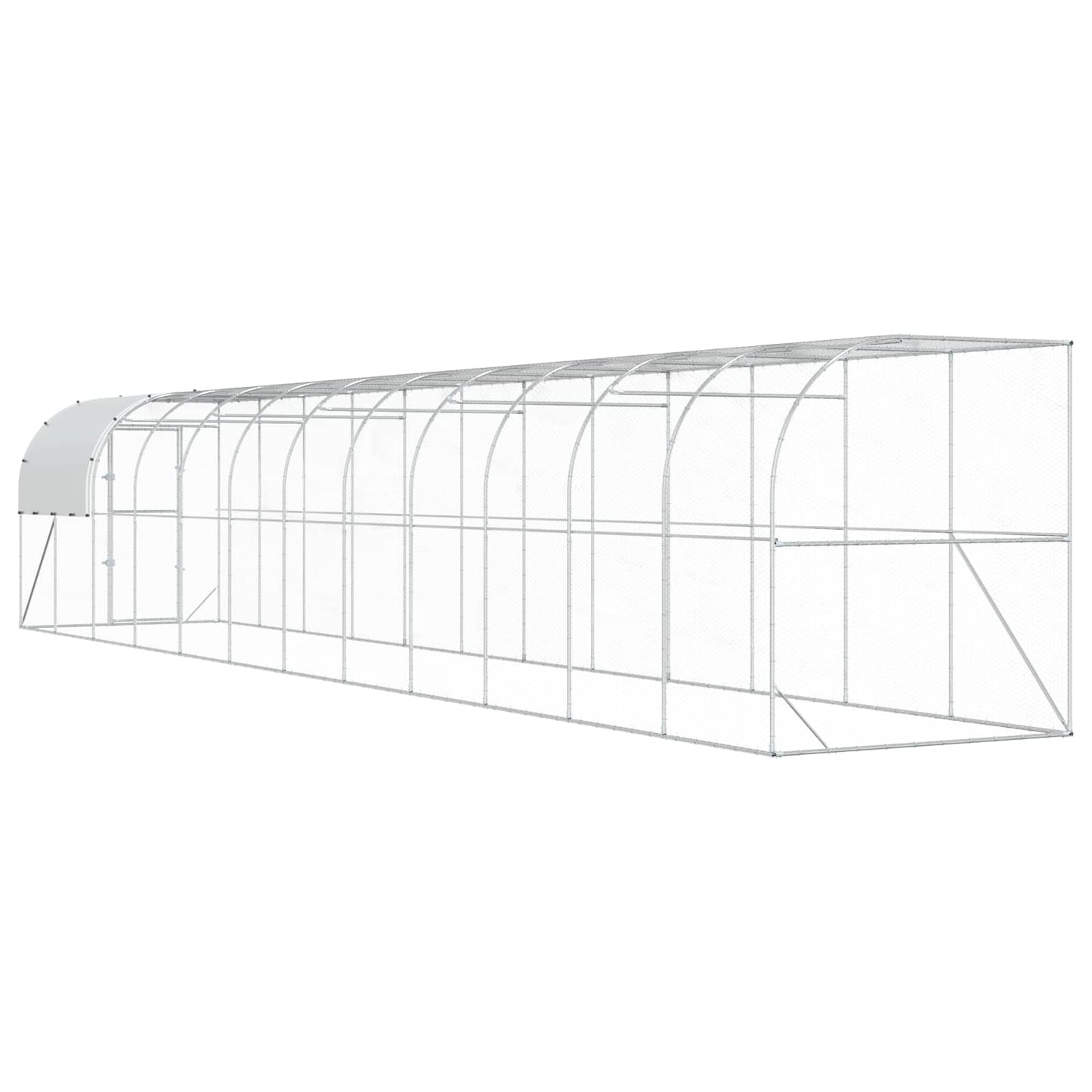 Hønsehus Mod Væg Sølv 1200 x 200 x 215 cm Galvaniseret stål