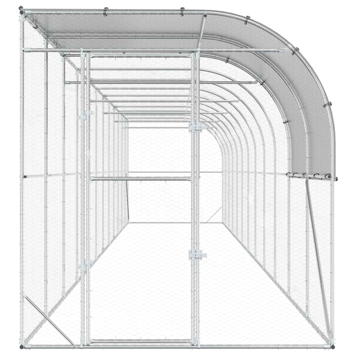 Hønsehus Mod Væg Sølv 1200 x 200 x 215 cm Galvaniseret stål