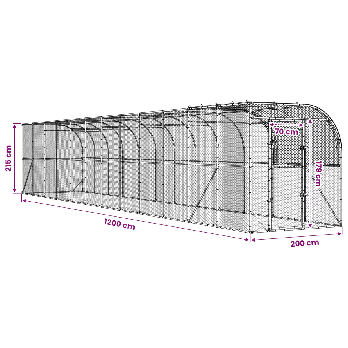 Hønsehus Mod Væg Sølv 1200 x 200 x 215 cm Galvaniseret stål