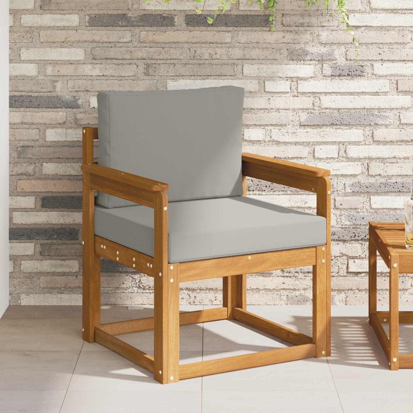 Udendørs sofa Soli Akacietræ og polyester Naturlig og lys grå