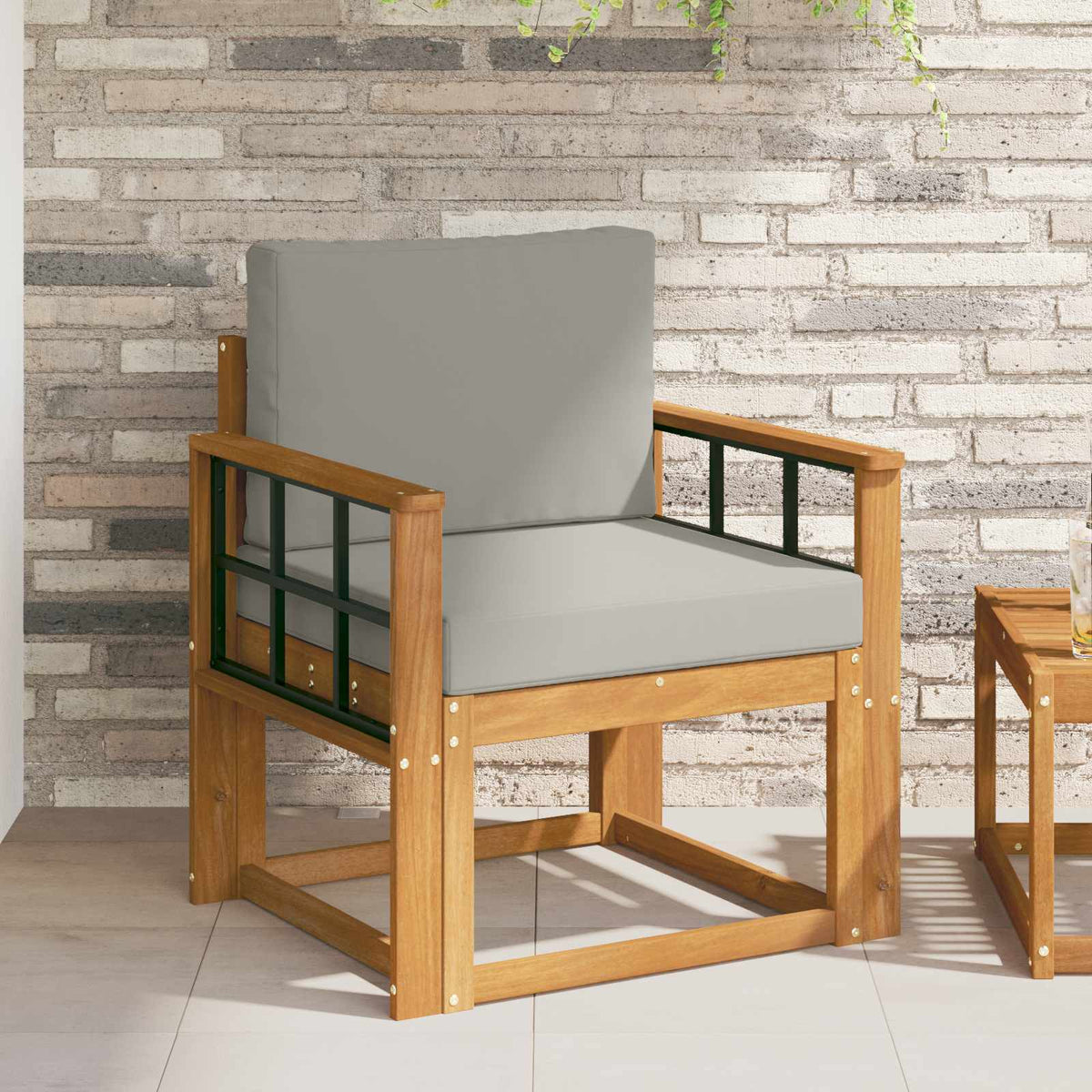Udendørs sofa Soli Akacietræ og polyester Naturlig og lys grå