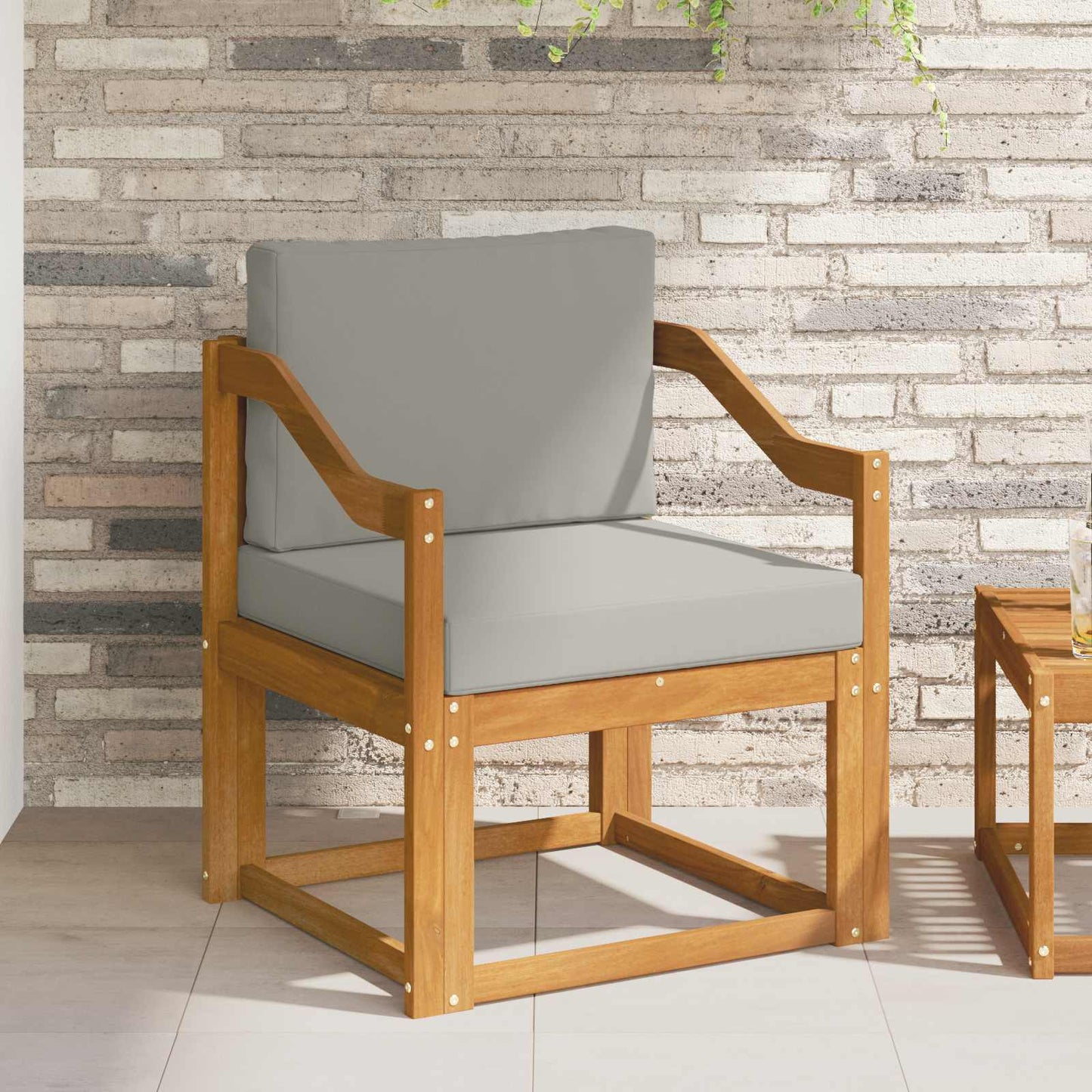 Udendørs sofa Soli Akacietræ og polyester Naturlig og lys grå