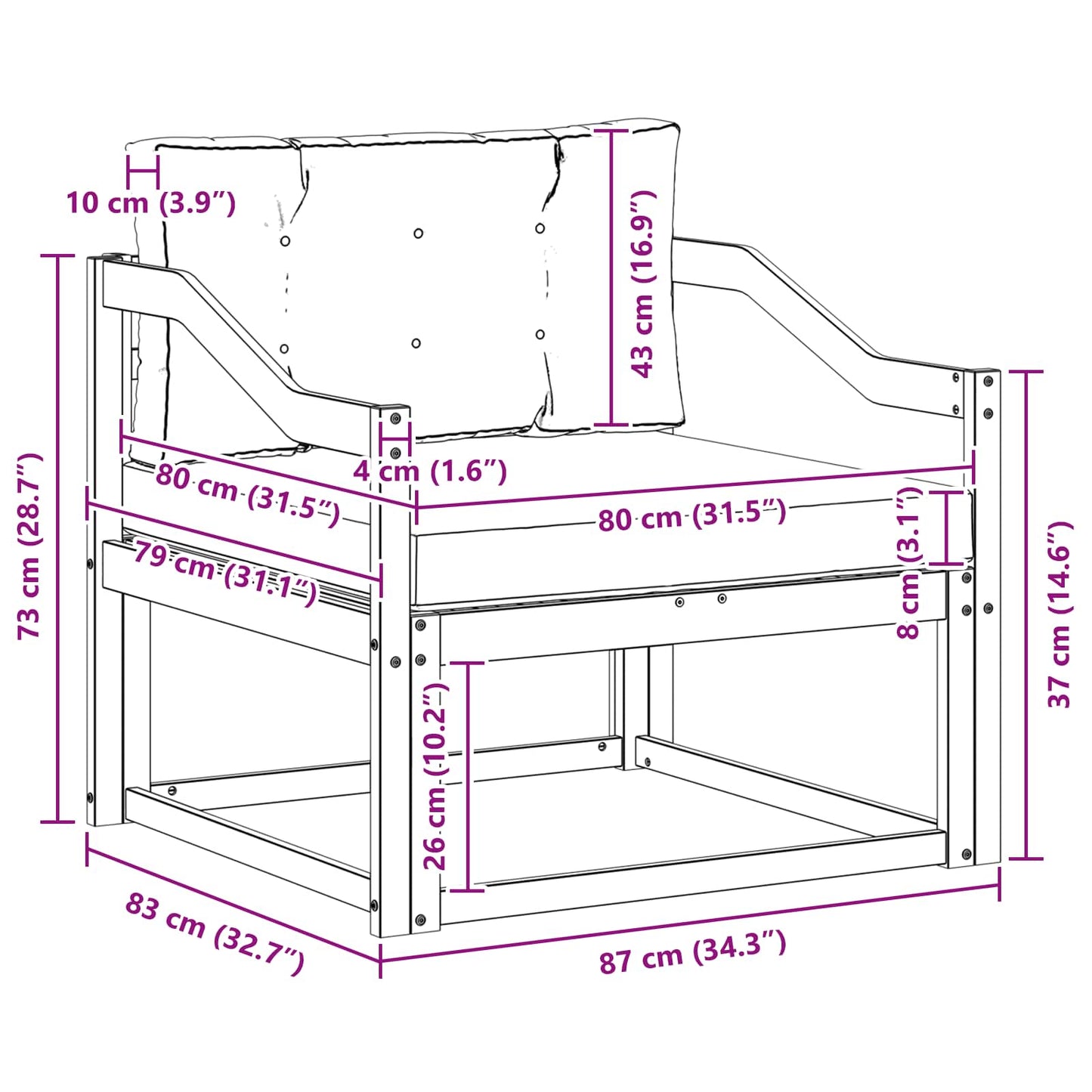 Udendørs Mellem Sofa Naturfarvet
