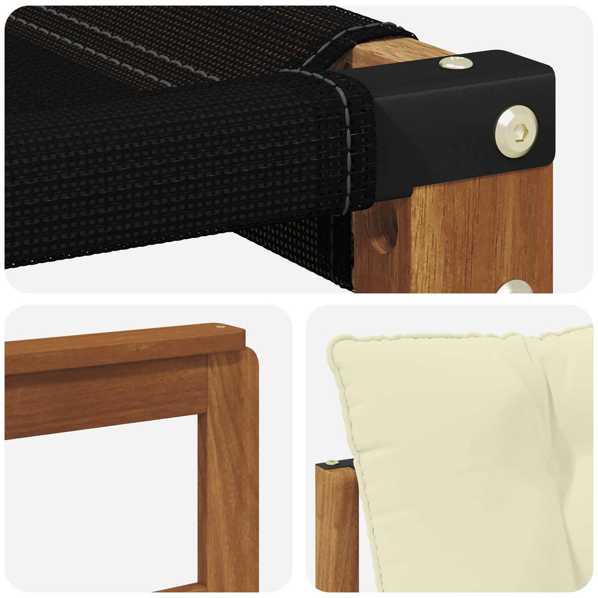 Udendørs sofagruppe Massiv akacietræ og Textilene Naturfarvet
