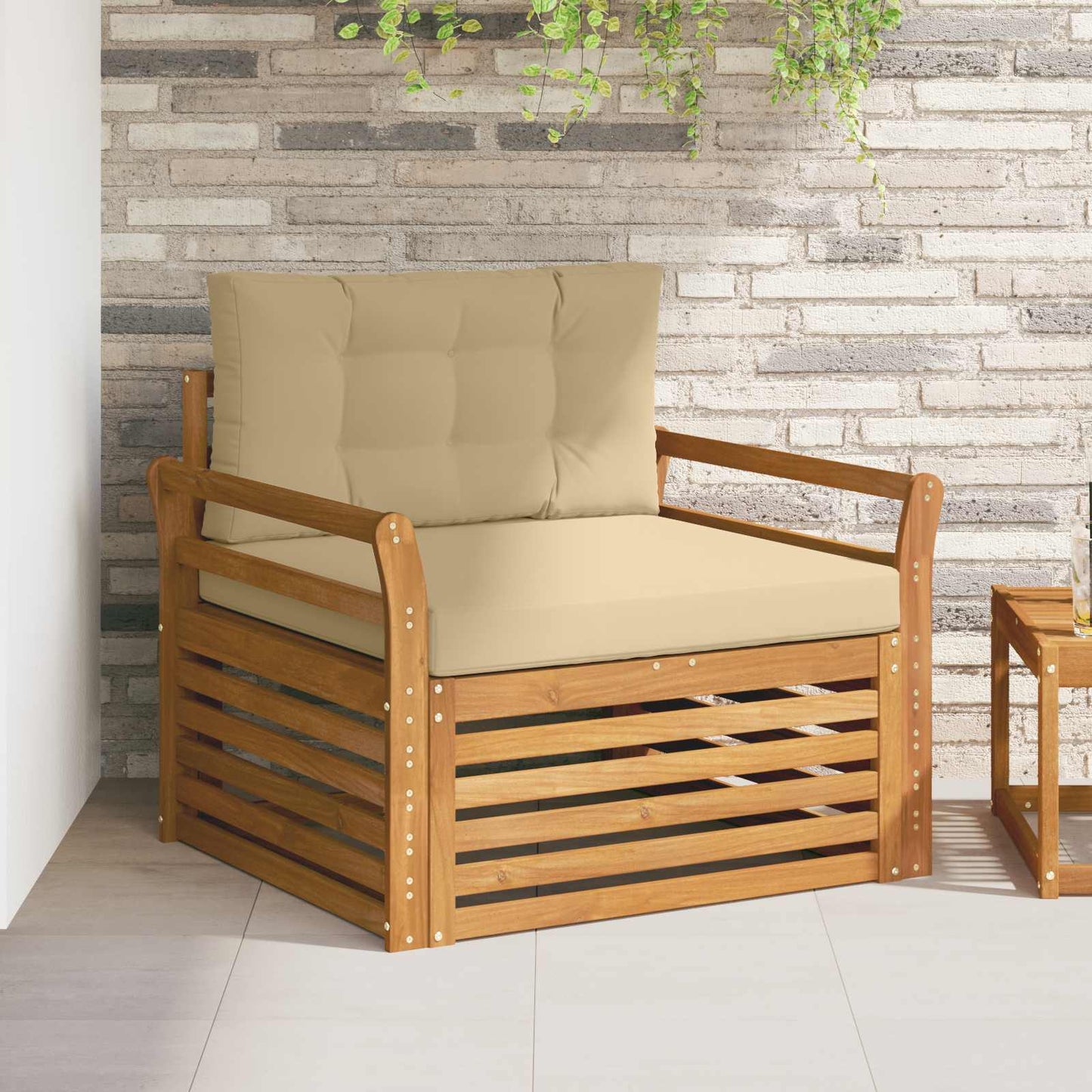 Udendørs sofa Soli Akacietræ og polyester Naturlig og Beige