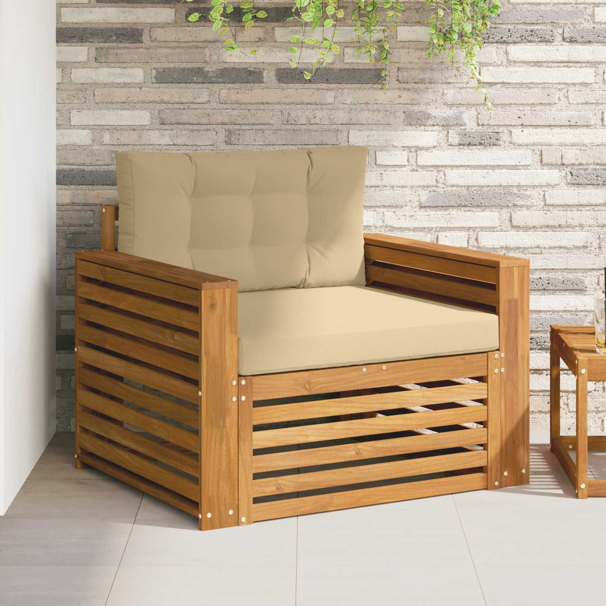 Udendørs sofa Soli Akacietræ og polyester Naturlig og Beige