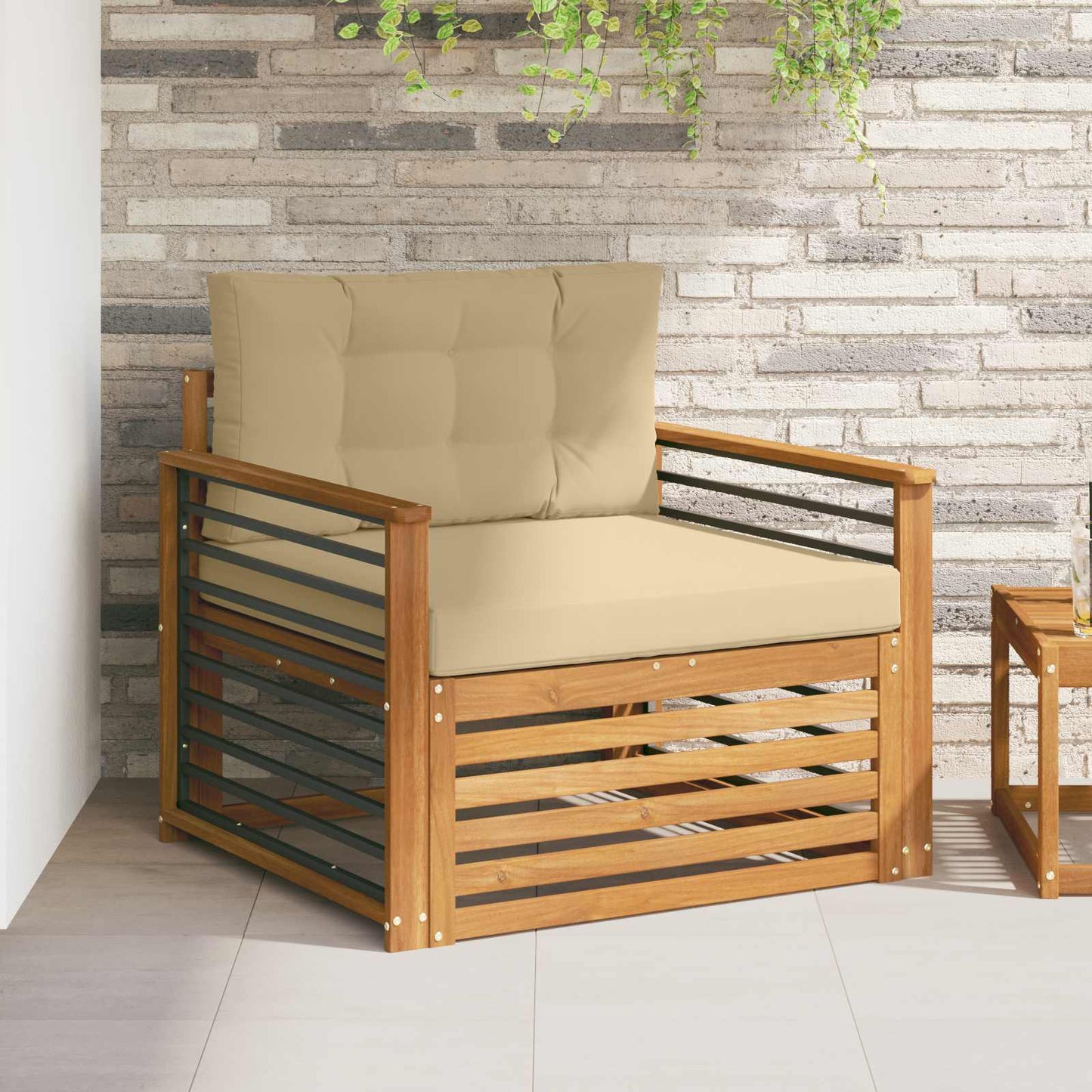 Udendørs sofa Soli Akacietræ og polyester Naturlig og Beige