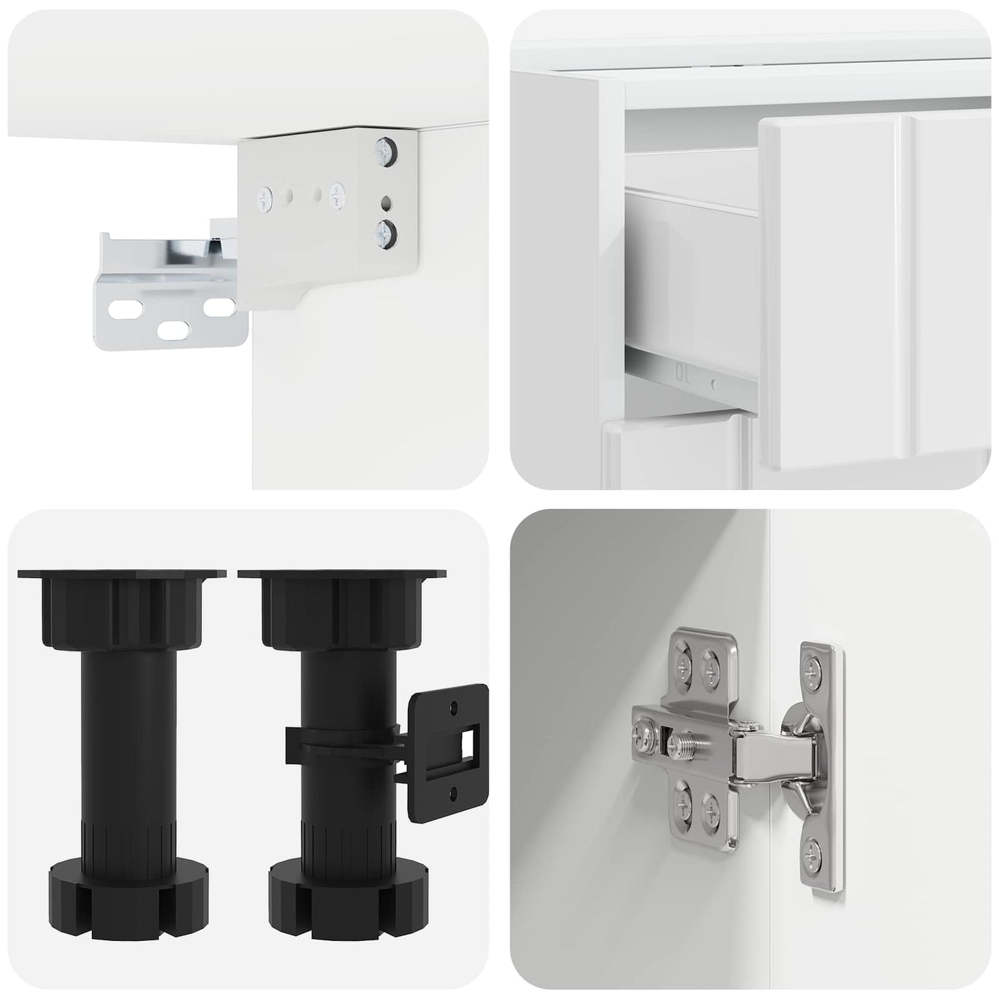 Køkken enhed LUCCA 4 stk. Hvid højglans Konstrueret træ