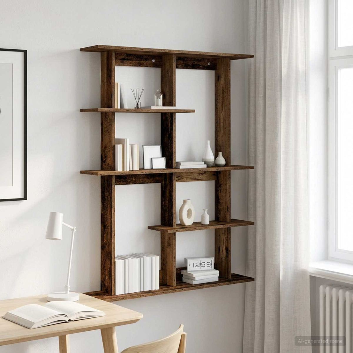 Væghylde Gammelt træ 102 x 20 x 130 cm Konstrueret træ