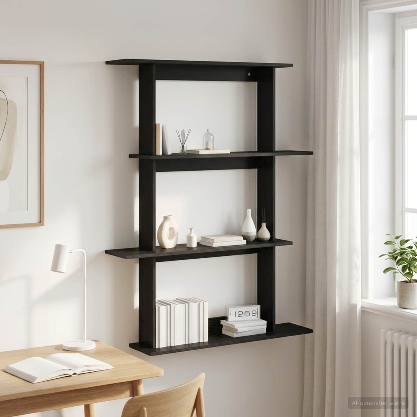 Væghylde Sort eg 100 x 20 x 126 cm Konstrueret træ