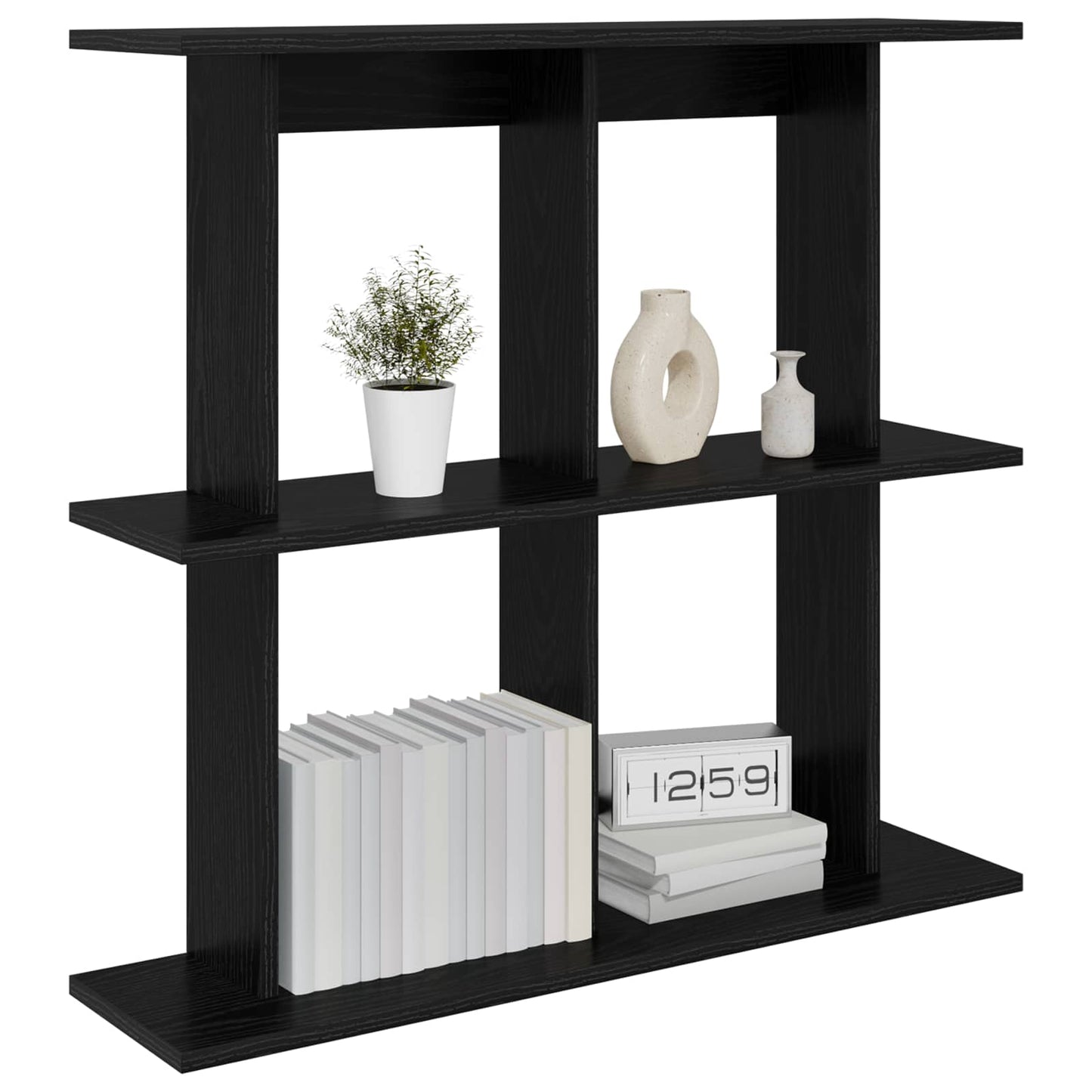 Væghylde Vægmonteret Sort eg 80 x 20 x 75 cm Konstrueret træ