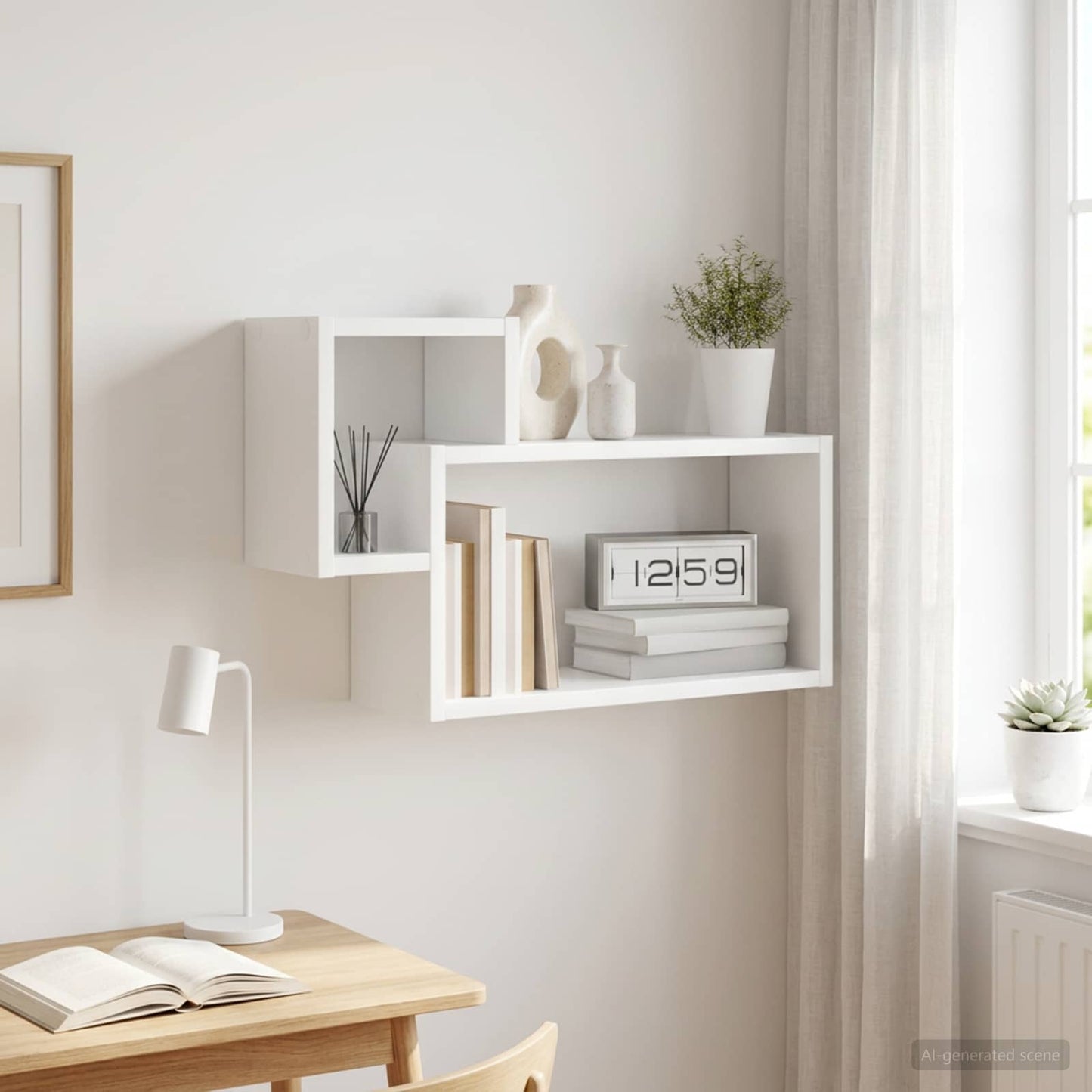 Væghylde Vægmonteret Hvid 55 x 15 x 35 cm Konstrueret træ