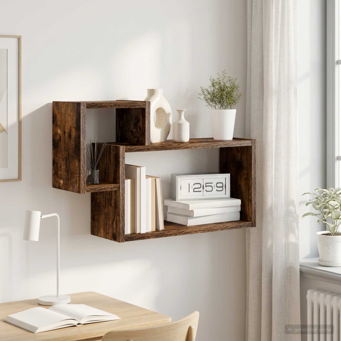 Væghylde Vægmonteret Røget eg 55 x 15 x 35 cm Konstrueret træ