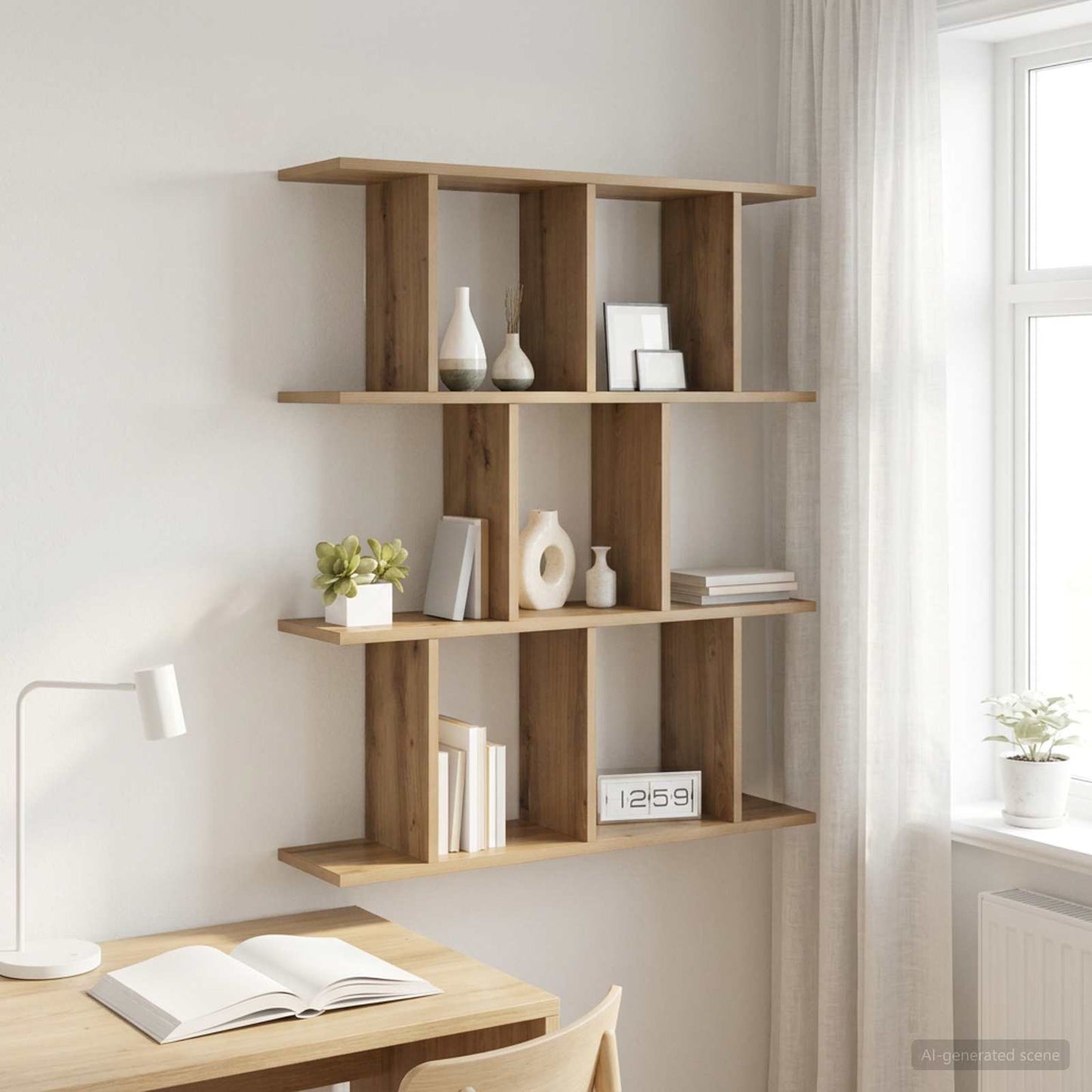 Væghylde Artisan-eg 102 x 20 x 96 cm Konstrueret træ