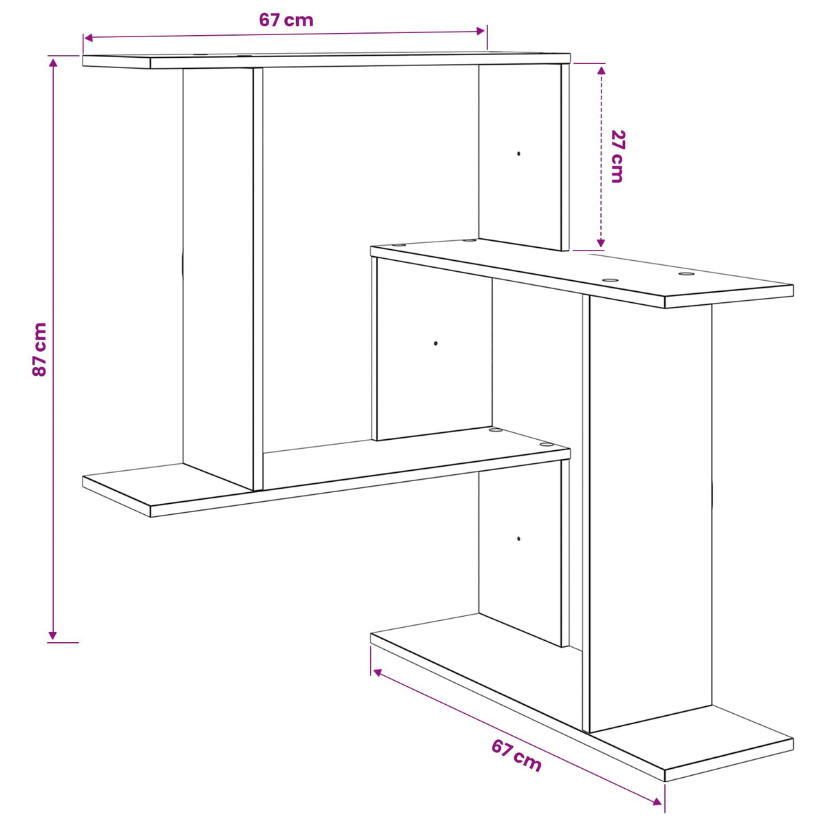 Væghylde Hvid 67 x 67 x 87 cm Konstrueret træ