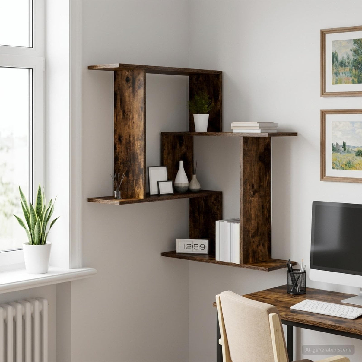 Væghylde Røget eg 67 x 67 x 87 cm Konstrueret træ