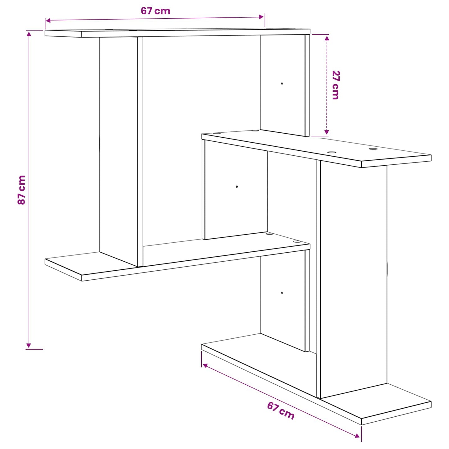 Væghylde Gammelt træ 67 x 67 x 87 cm Konstrueret træ