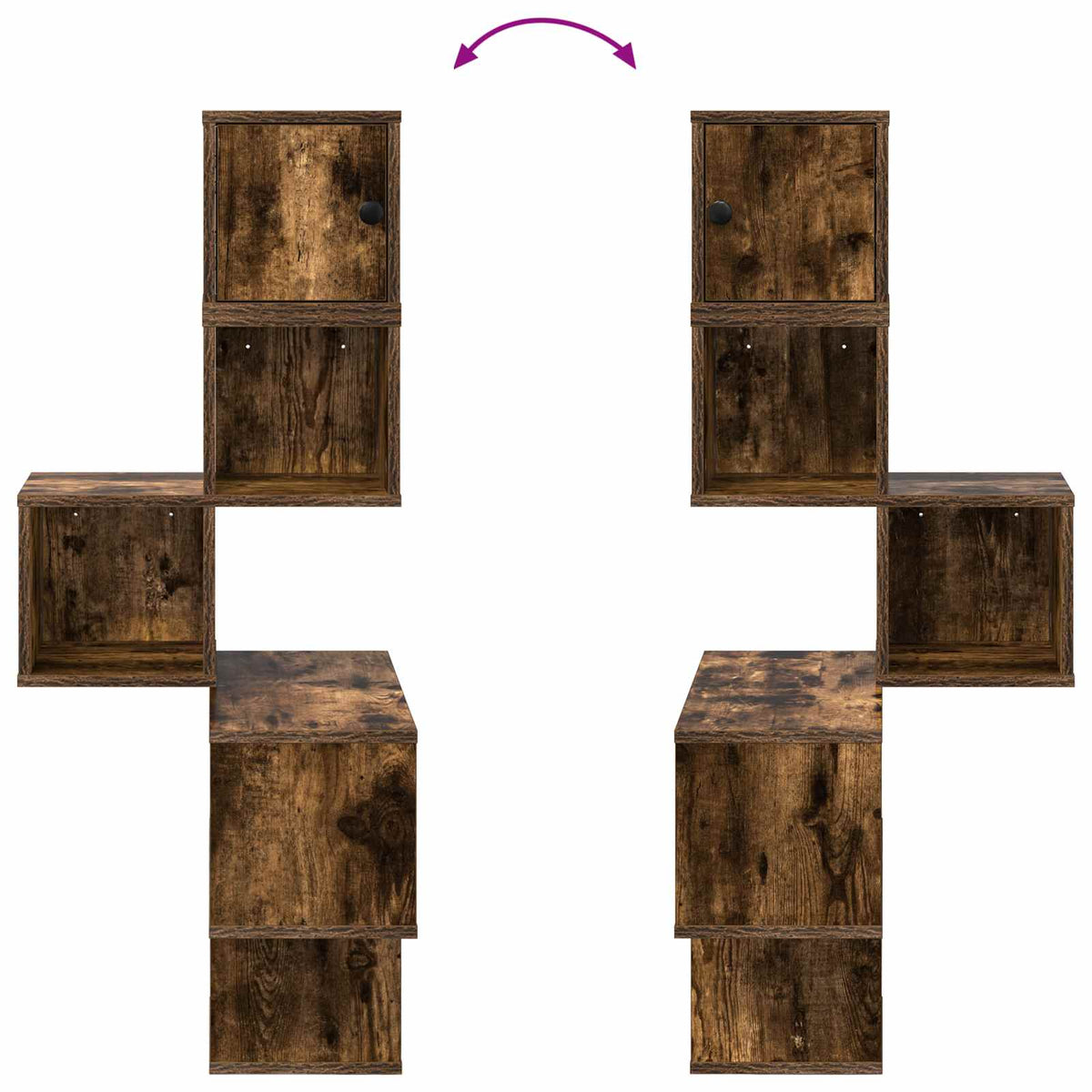 Væg Hjørneshylde Røget eg 48 x 48 x 120 cm Konstrueret træ