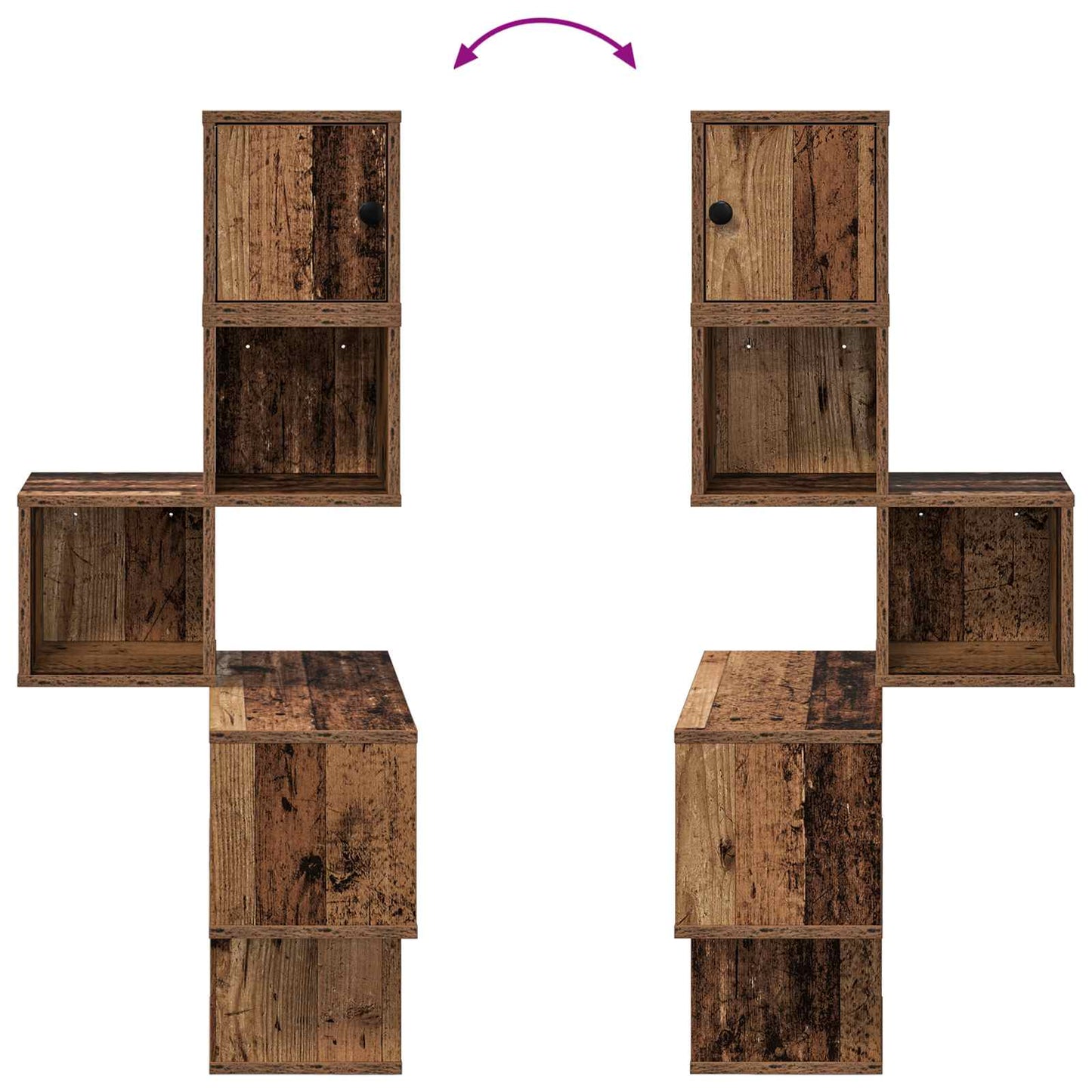 Væg Hjørneshylde Gammelt træ 48 x 48 x 120 cm Konstrueret træ