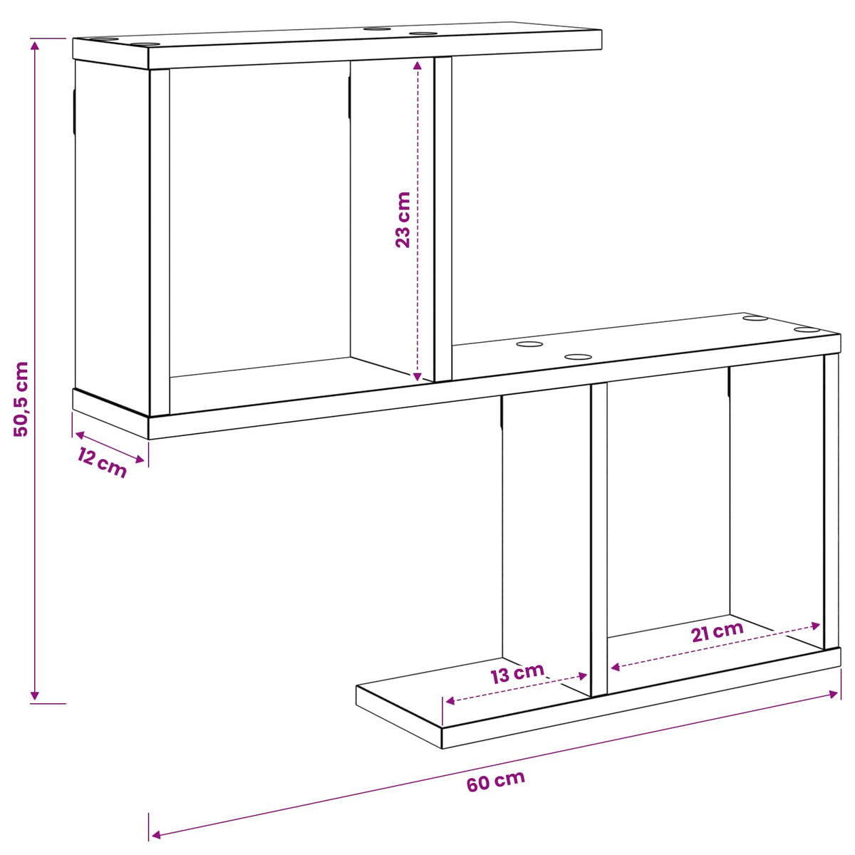 Væghylde Hvid 60 x 12 x 50,5 cm Konstrueret træ
